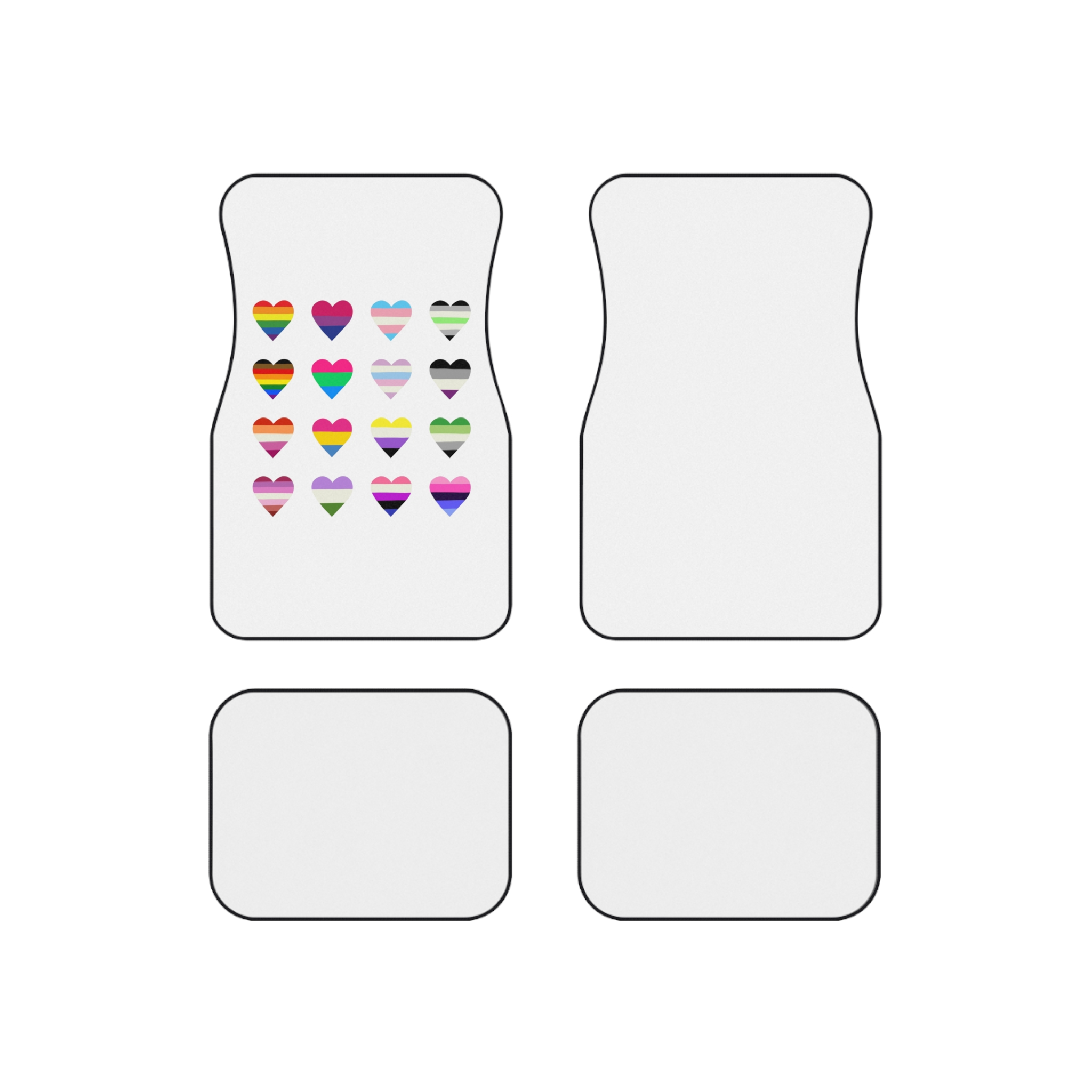 Set Colorful Lgbtq Pride Flag Heart Shape Gender Equality Sexual Identity Pride Flags Collection Lgbtqia Community Pride Month (1) Car Mats Set Of 4