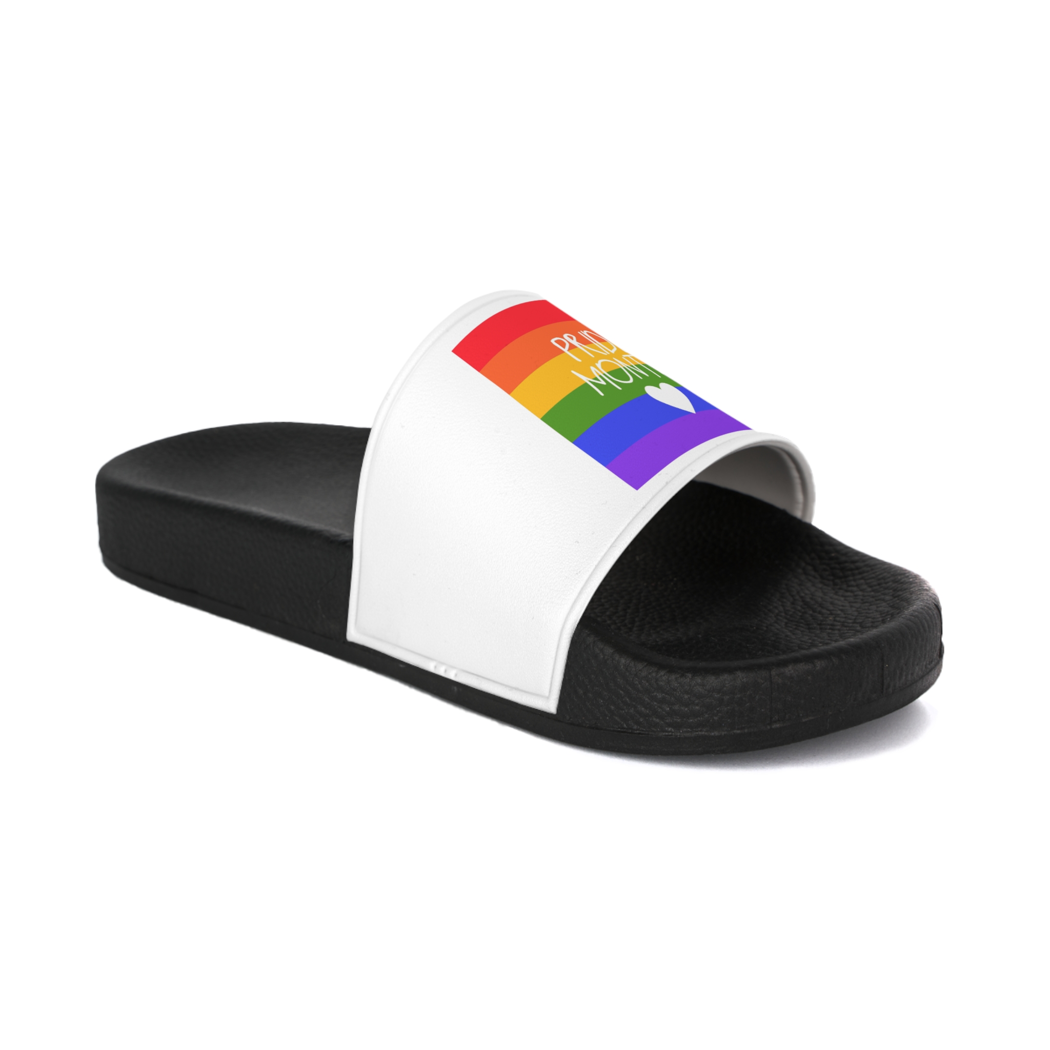 Cute Simple Banner Pride Month Symbols Pride Month With Lgbtq Flag Colours Mens Slide Sandals - Image 2