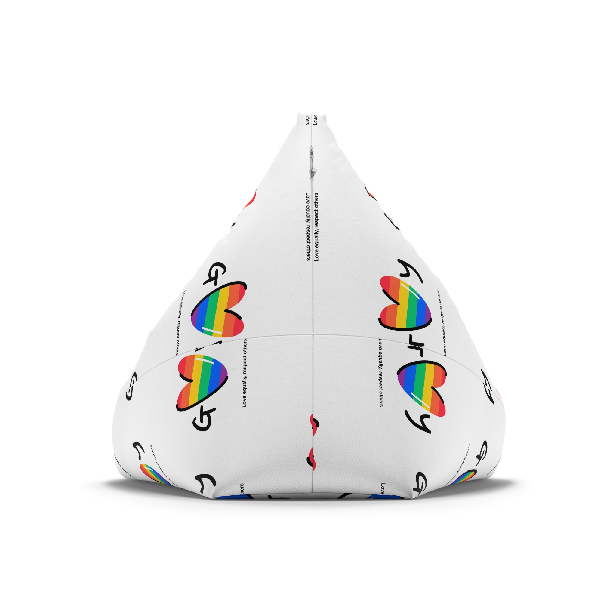 Love Letter Pride Rainbow Lettering Text Writing Pattern Freedom Love Heart Homo Colors Flag Parade Bean Bag Chair Cover - Image 6