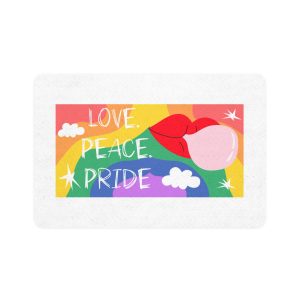 Lgbt Festive Cartoon Groovy Banner Retro 90s Style Love Freedom Concept Pet Food Mat 12x18