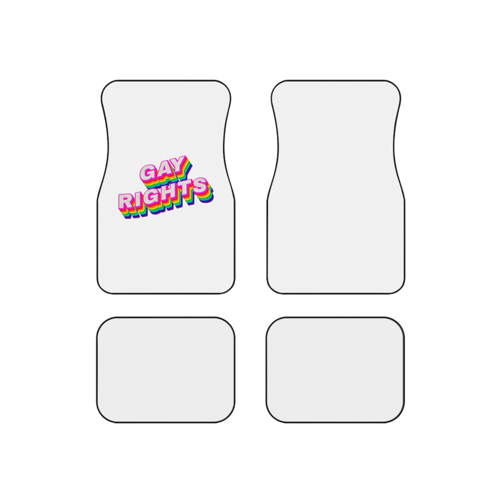Rainbow Word Gay Rights Typography Design Element Car Mats Set Of 4
