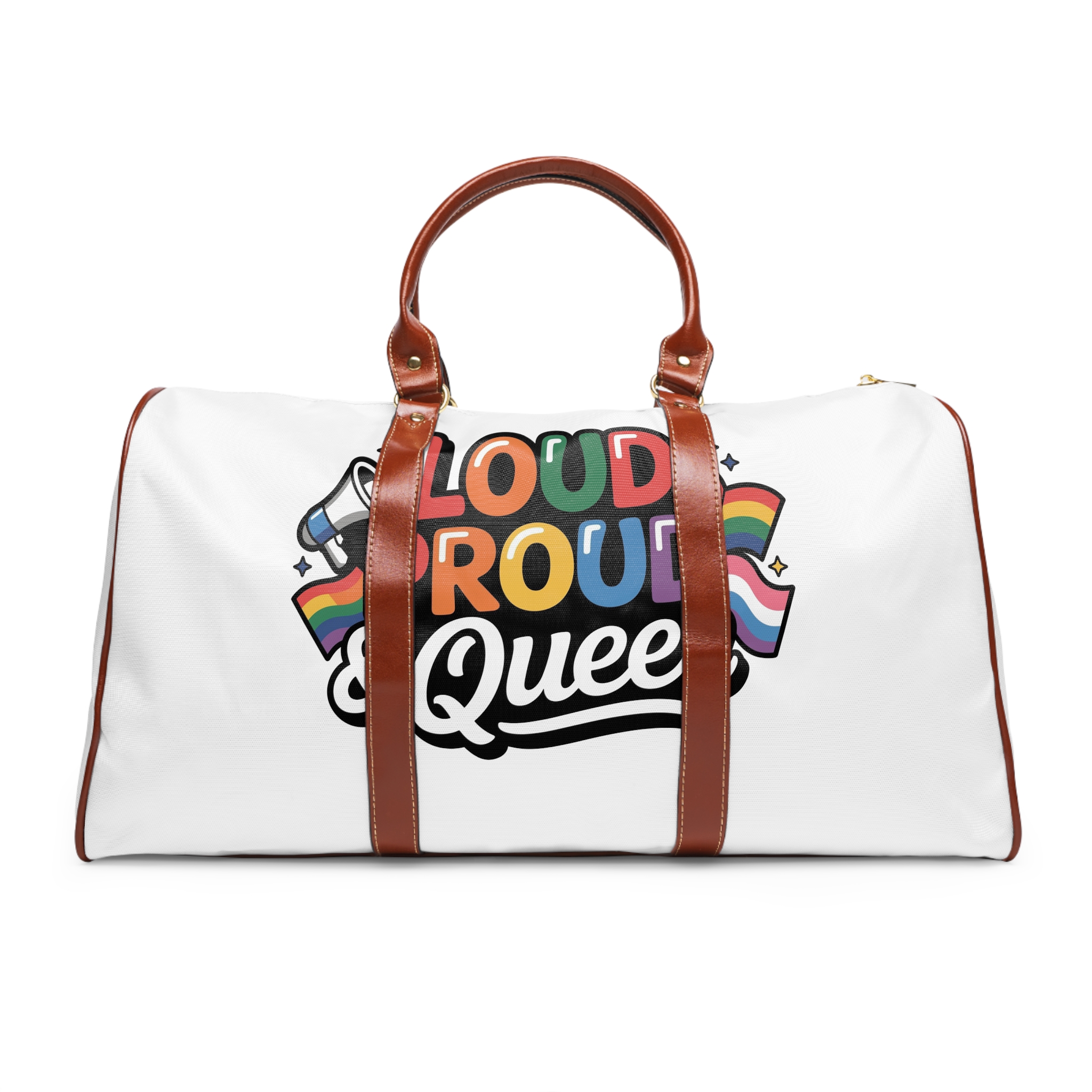Loud Proud Queer T Shirt Design Isolated White Background 3 Waterproof Travel Bag