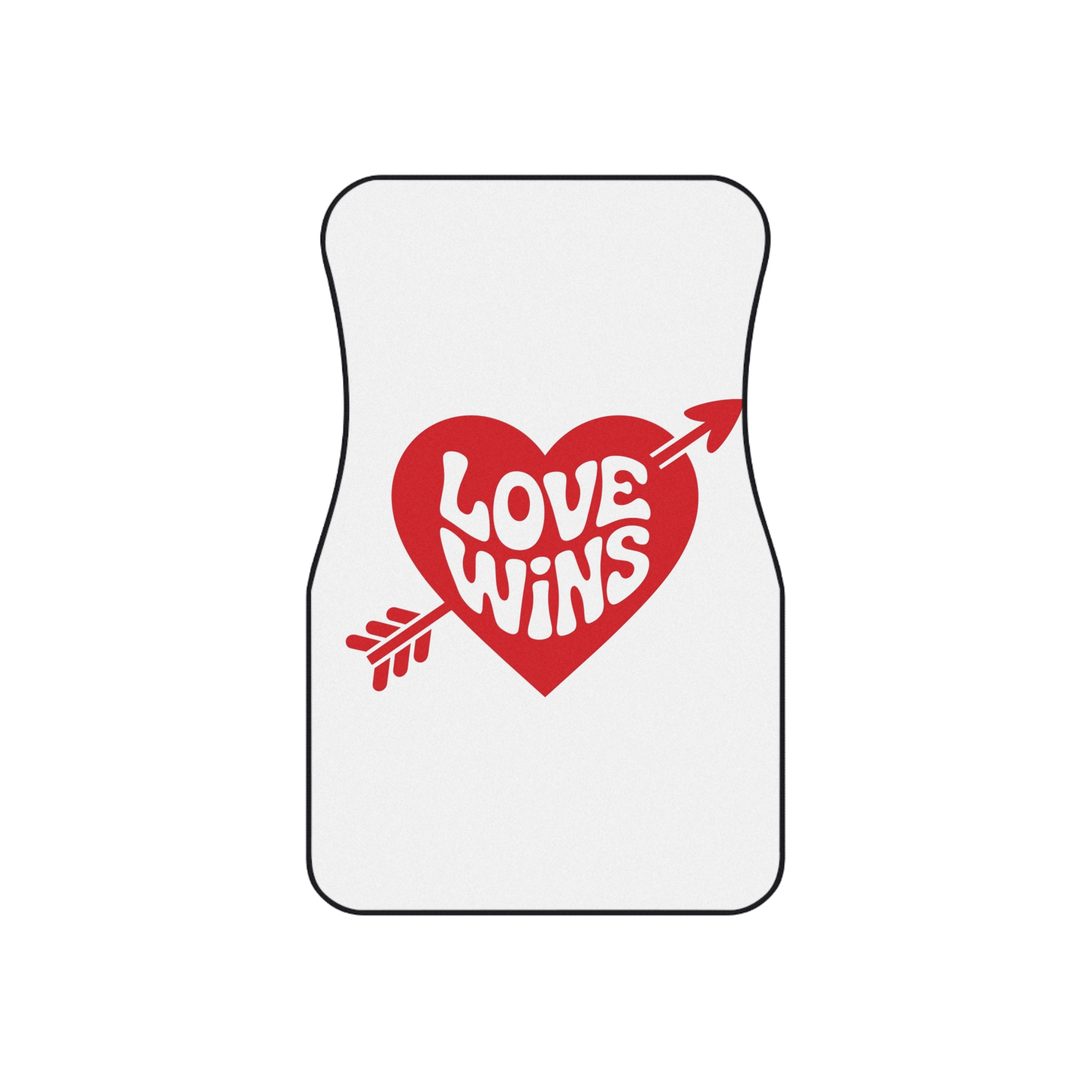 Love Wins Inscription Red Heart Pierced With Cupid39s Arrow Transparent Background Car Mats Set Of 4 - Image 2