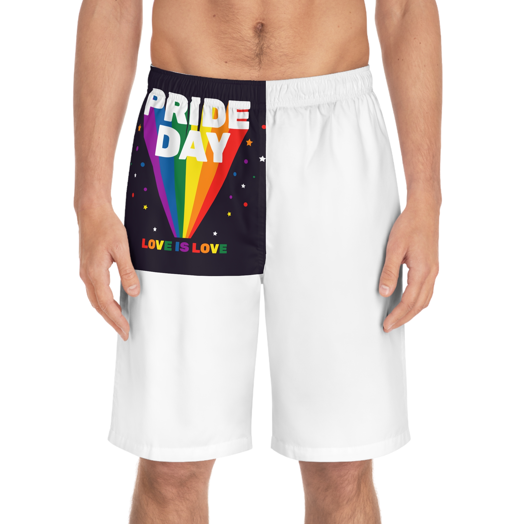 Colorful Pride Day Celebration Concept Mens Board Shorts Aop - Image 3
