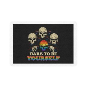 Skull Pride Rainbow Vintage Vector Premium T Shirt Pet Food Mat 12x18