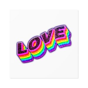 Love Png Word Rainbow Typography Laminate Stickers Square