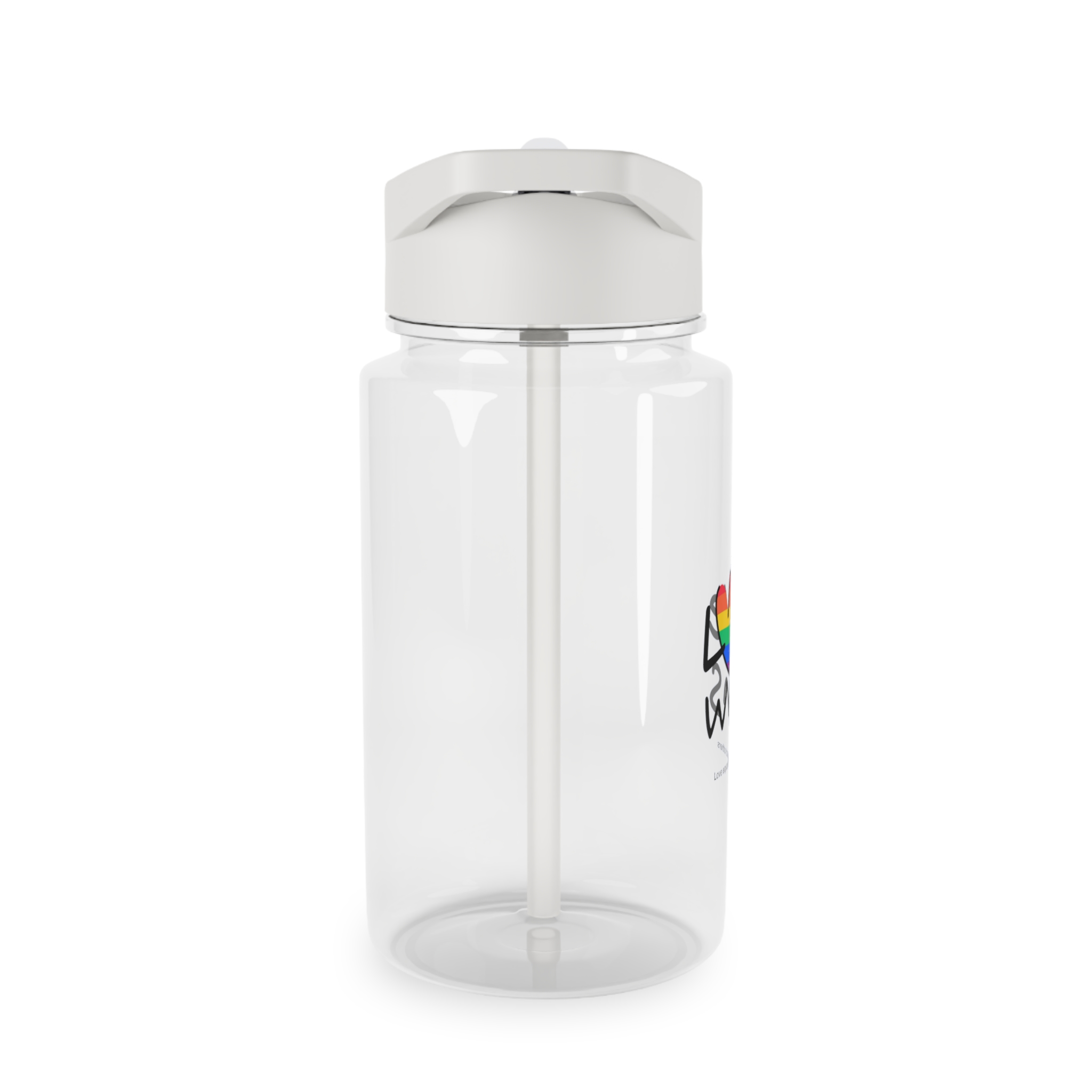 Love Letter Pride Rainbow Lettering Text Writing Pattern Freedom Love Heart Homo Colors Flag Parade(2) (1) Tritan Water Bottle - Image 4