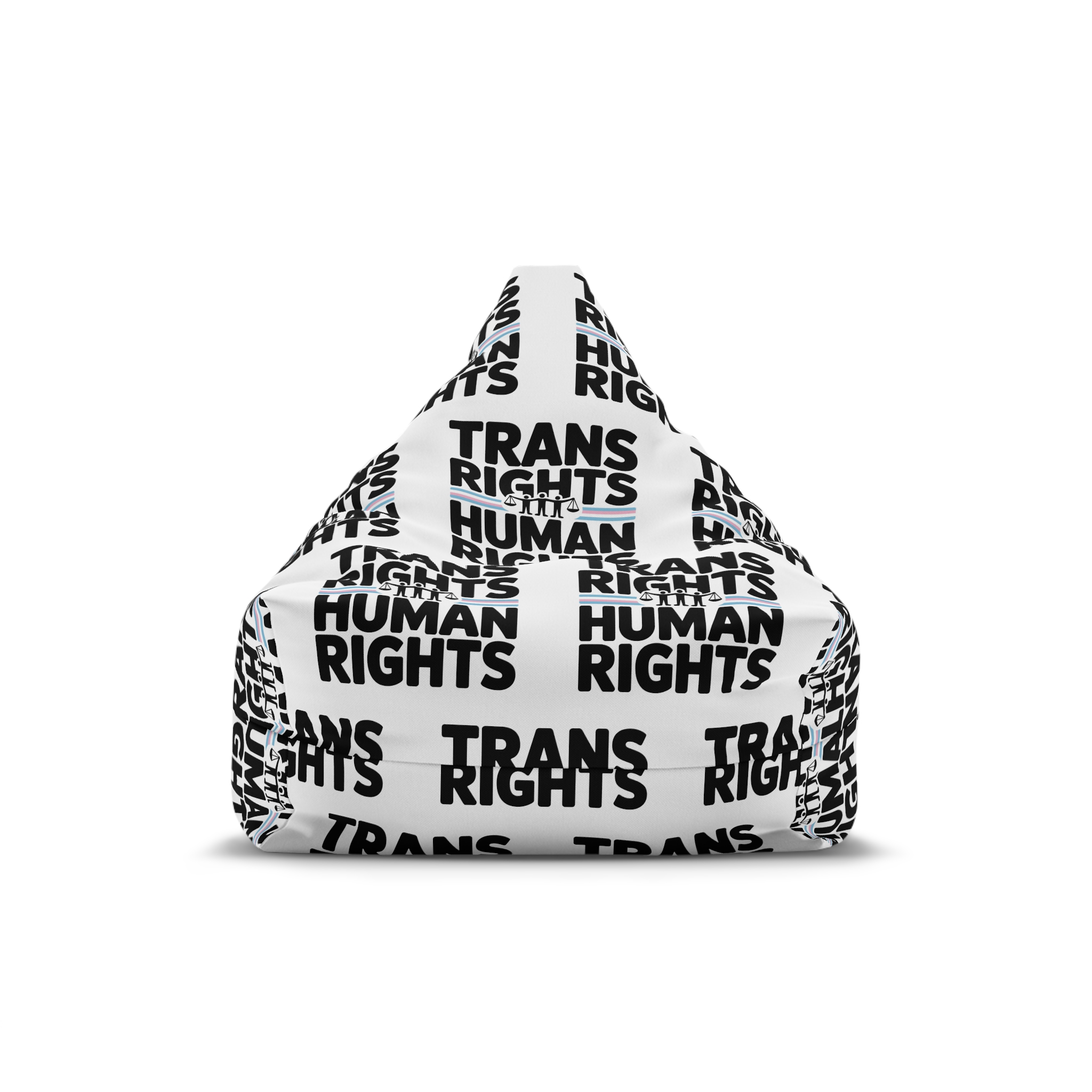 Trans Rights Human Rights T Shirt Design Isolated White Background Bean Bag Chair Cover
