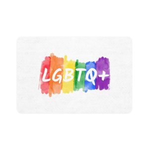 Lgbtq Logo Lettering Text Vector Rainbow Watercolor Paint Textured Colorful Stripes Pet Food Mat 12x18