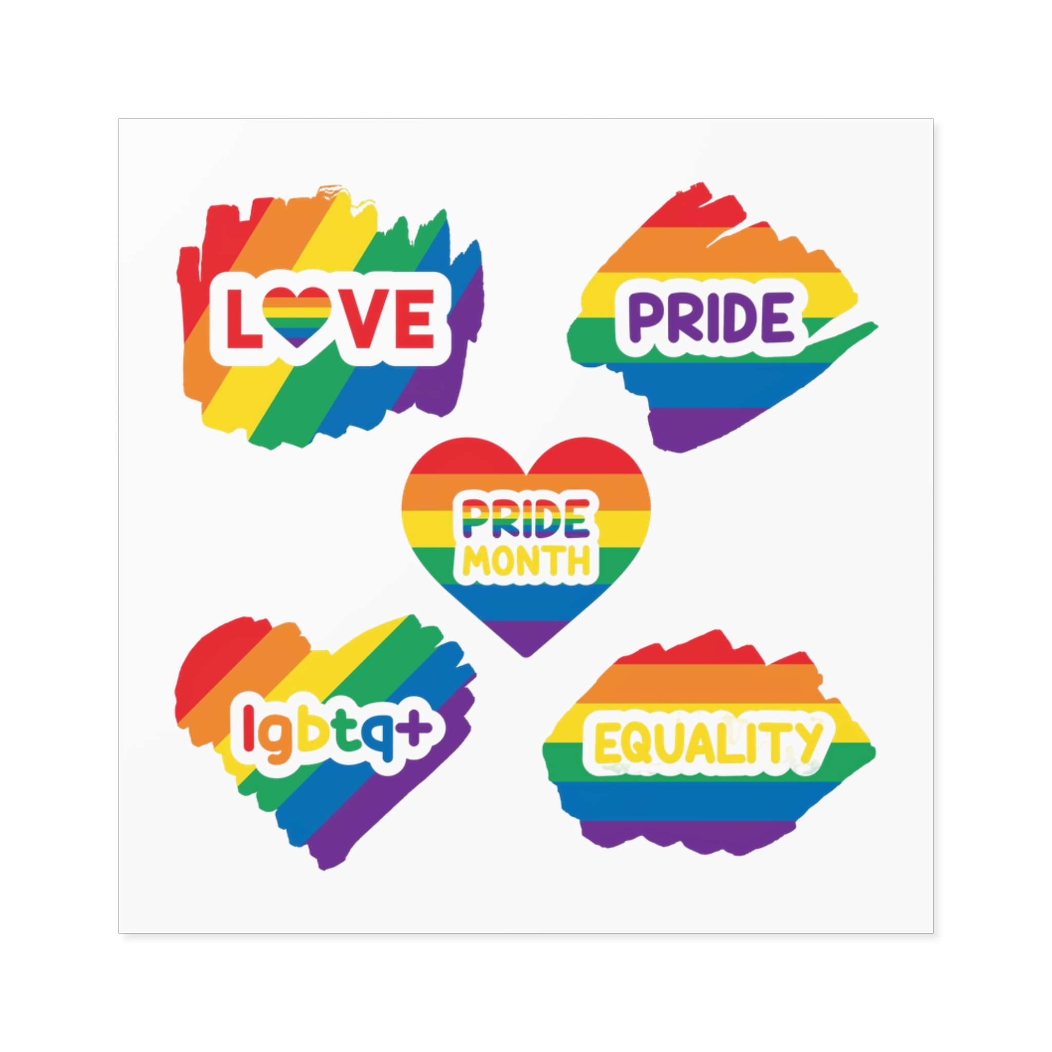 Pride Month Stickers Rainbow Lgbtq Flag Love Equality Laminate Stickers Square - Image 29