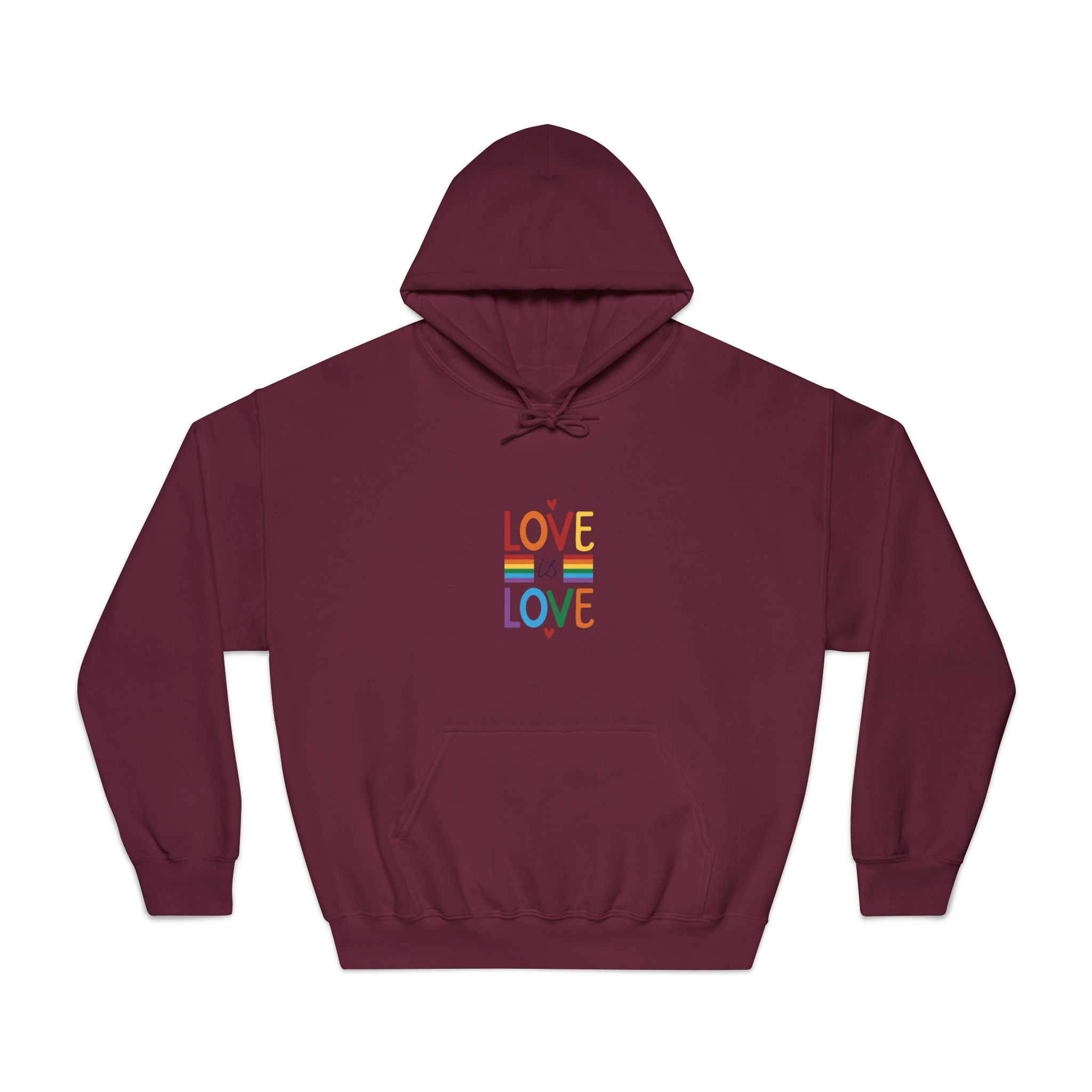 Love Is Love Colorful Typography With Rainbow Stripes Lgbt Pride Message Vector Unisex Dryblend Hooded Sweatshirt - Image 17