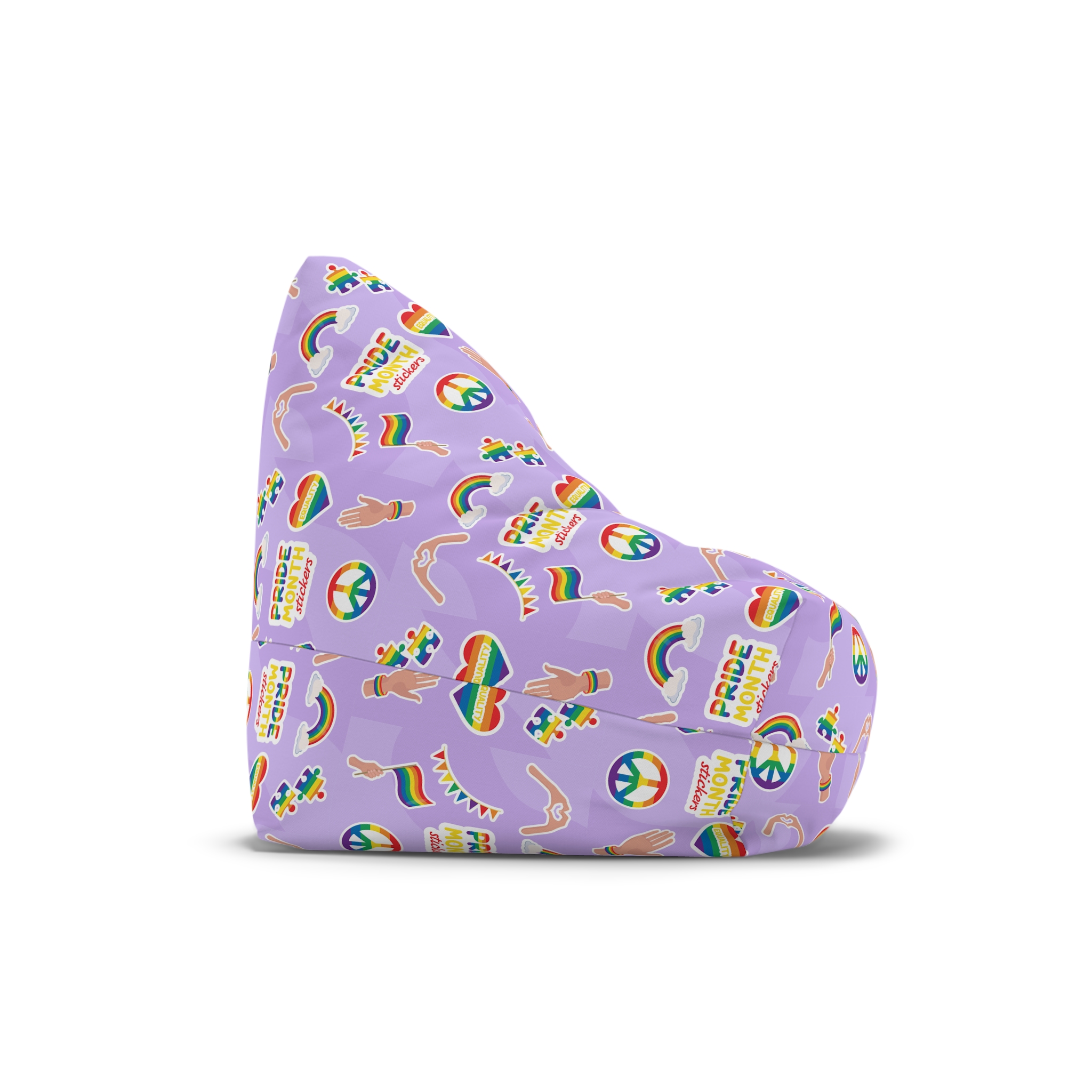 Pride Month Cute Stickers Lgbtq Rainbow Flag Flat Illustrations Bean Bag Chair Cover - Image 3