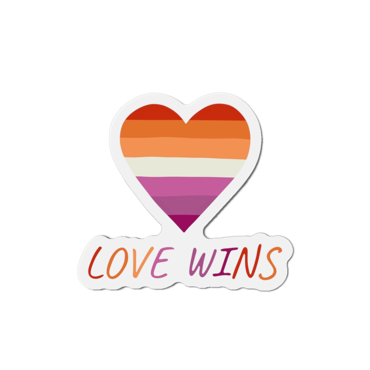 Colorful Heart Shape Lesbian Pride Flag Happy Pride Day Lgbtqia Community Pride Month Vector Hand Drawn Doodle Posters Stickers Logo Cards (1) Die Cut Magnets - Image 4