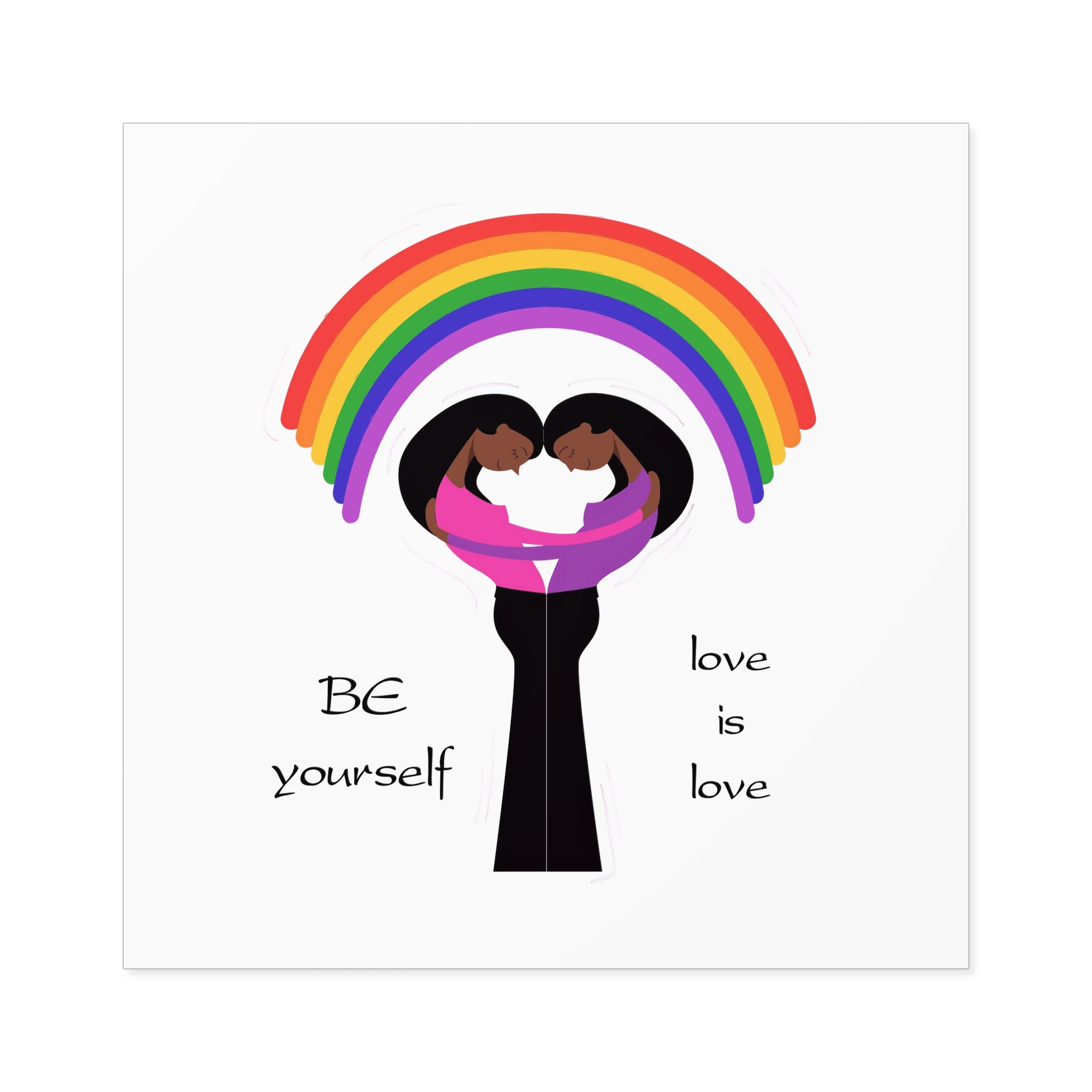 Poster Two Girls Hugging With Rainbow Laminate Stickers Square - Image 57