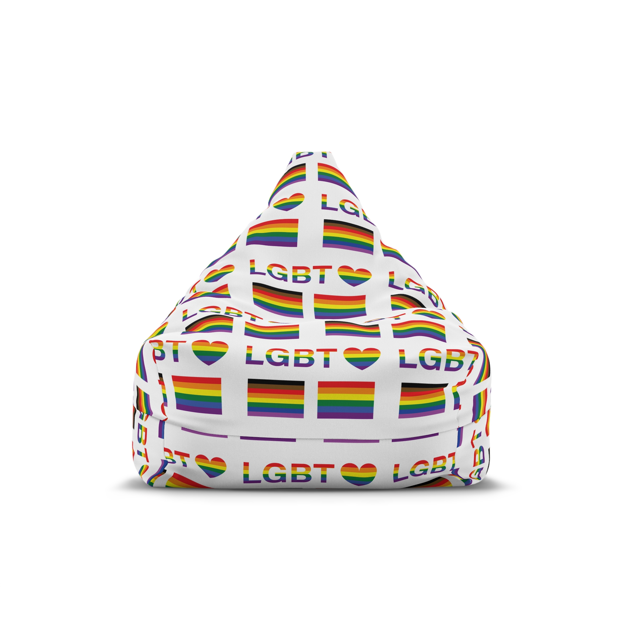 Lgbt Word Text Letter With Heart Rainbow Color Flag Isolated White Background Vector Illustrati Bean Bag Chair Cover