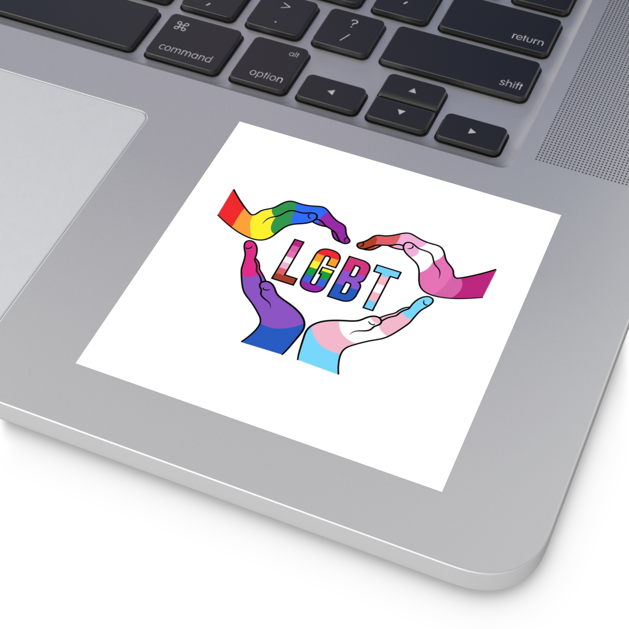 Lgbt Hands United Pride Month Rainbow Flag Vector Illustration Isolated White Background Laminate Stickers Square - Image 19