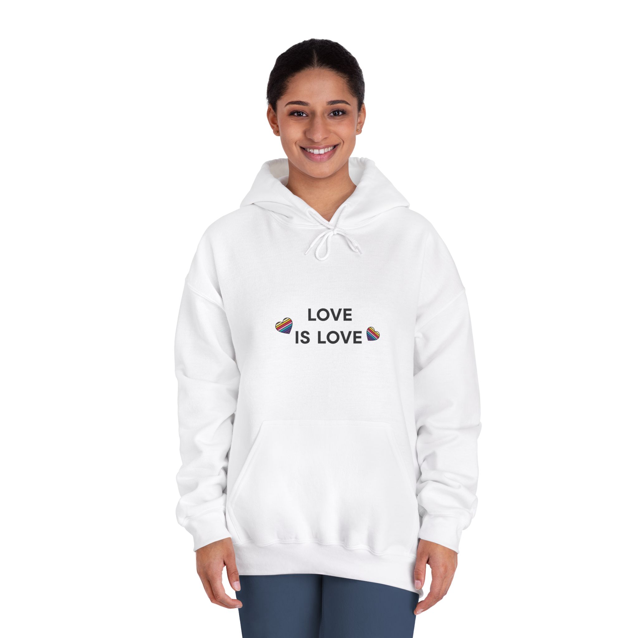 Love Is Love With Rainbow Hearts Unisex Dryblend Hooded Sweatshirt - Image 4