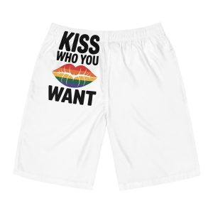 Kiss Who You Want T Shirt Design Isolated White Background 2 Mens Board Shorts Aop