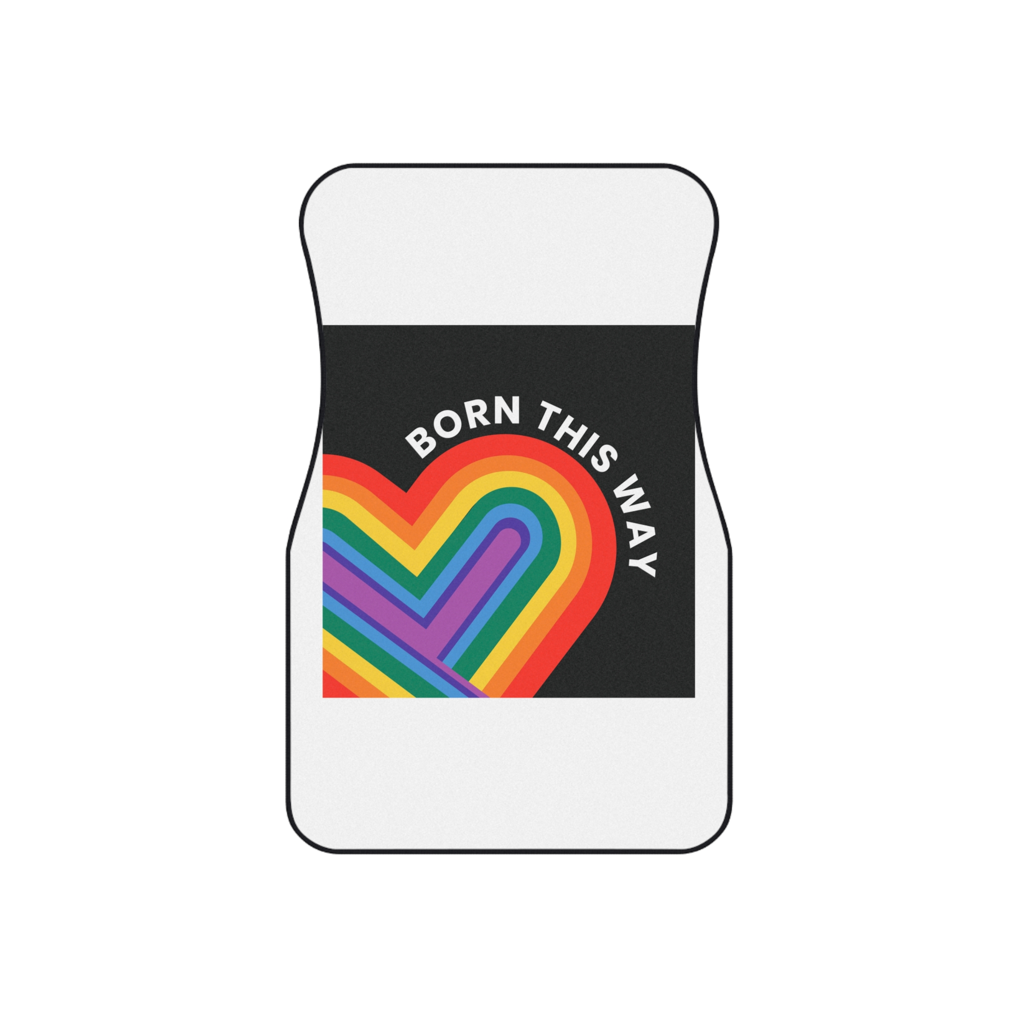 Rainbow Heart Template Lgbtq Pride Month With Born This Way Text Car Mats Set Of 4 - Image 2