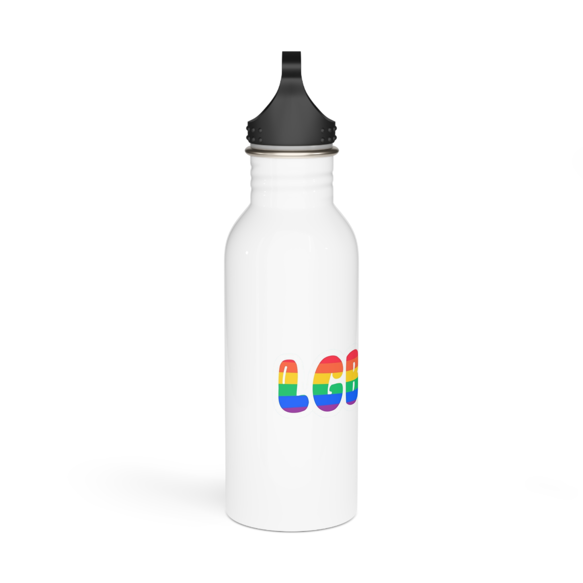 Pride Rainbow Lettering Text Writing Pattern Freedom Love Heart Homo Colors Flag Parade Lgbtq Flag W Stainless Steel Water Bottle - Image 2