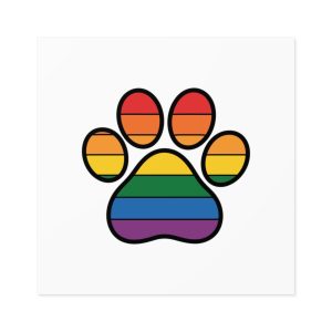 Rainbow Paw Print Symbol Pride Diversity Laminate Stickers Square
