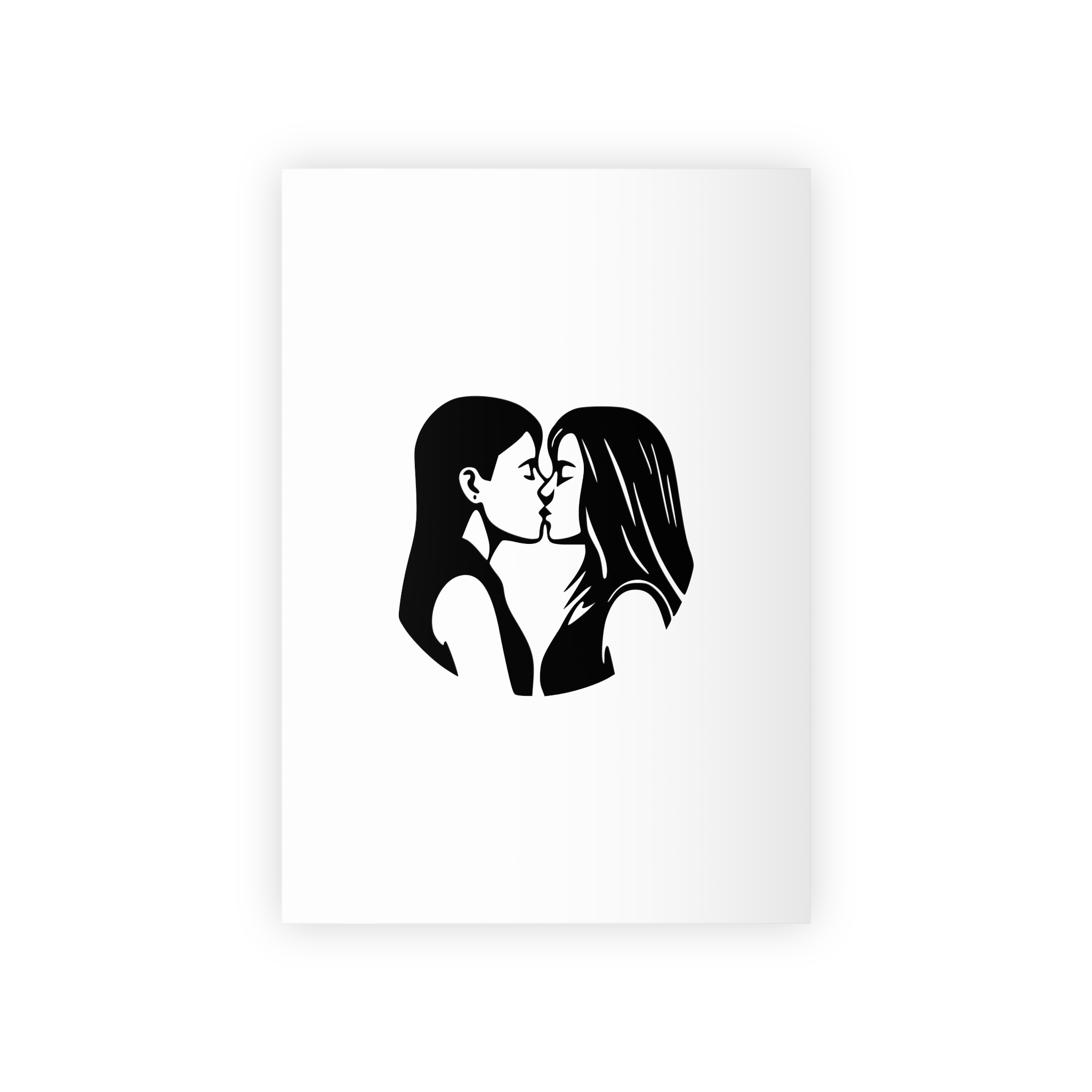 Lesbian Couple Kissing Lgbt Pride Black Outlines Isolated Vector Illustration Gift Wrapping Paper Rolls 1pc