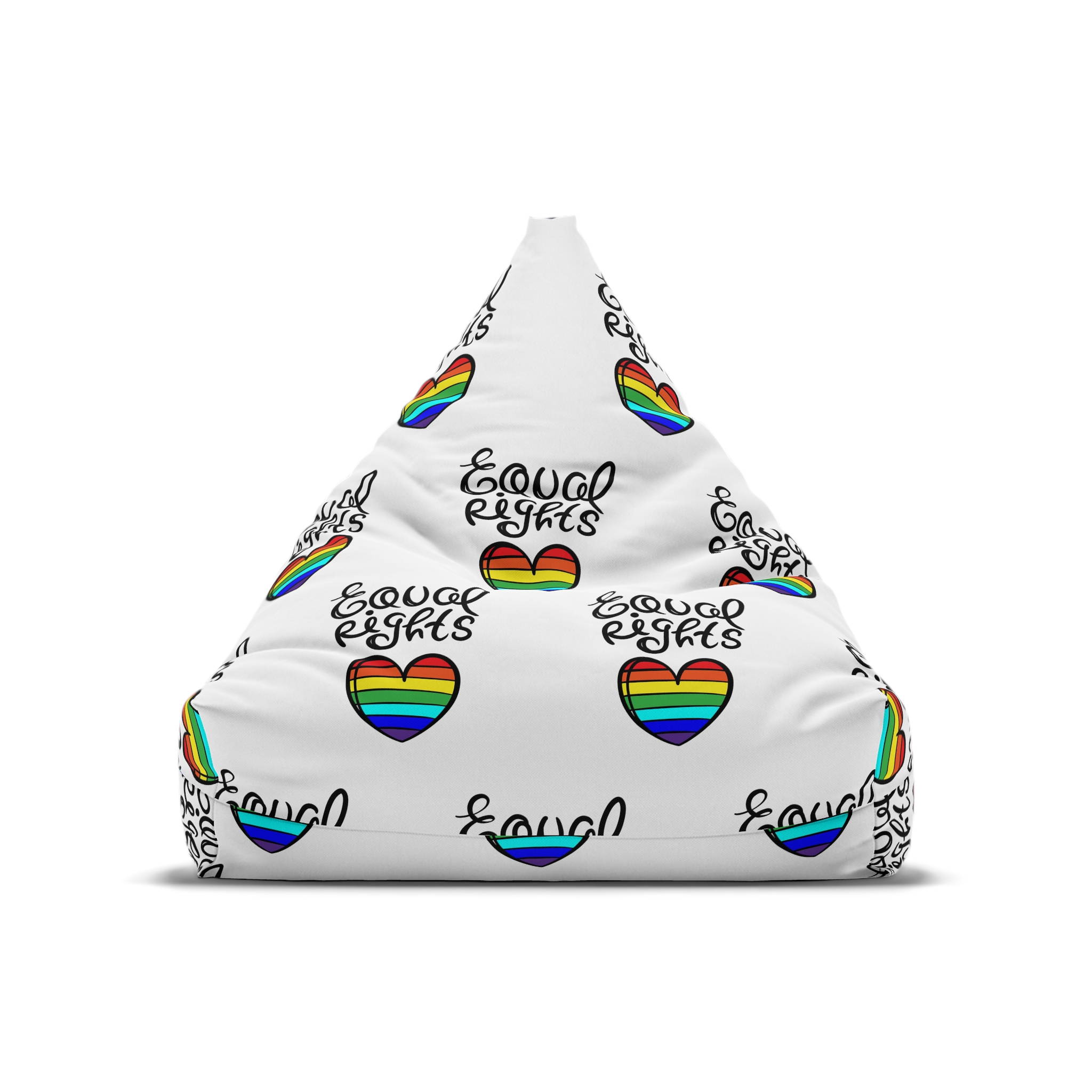 Equal Right Handwritten Text Heart Rainbow Motto Vector Print Bean Bag Chair Cover - Image 5