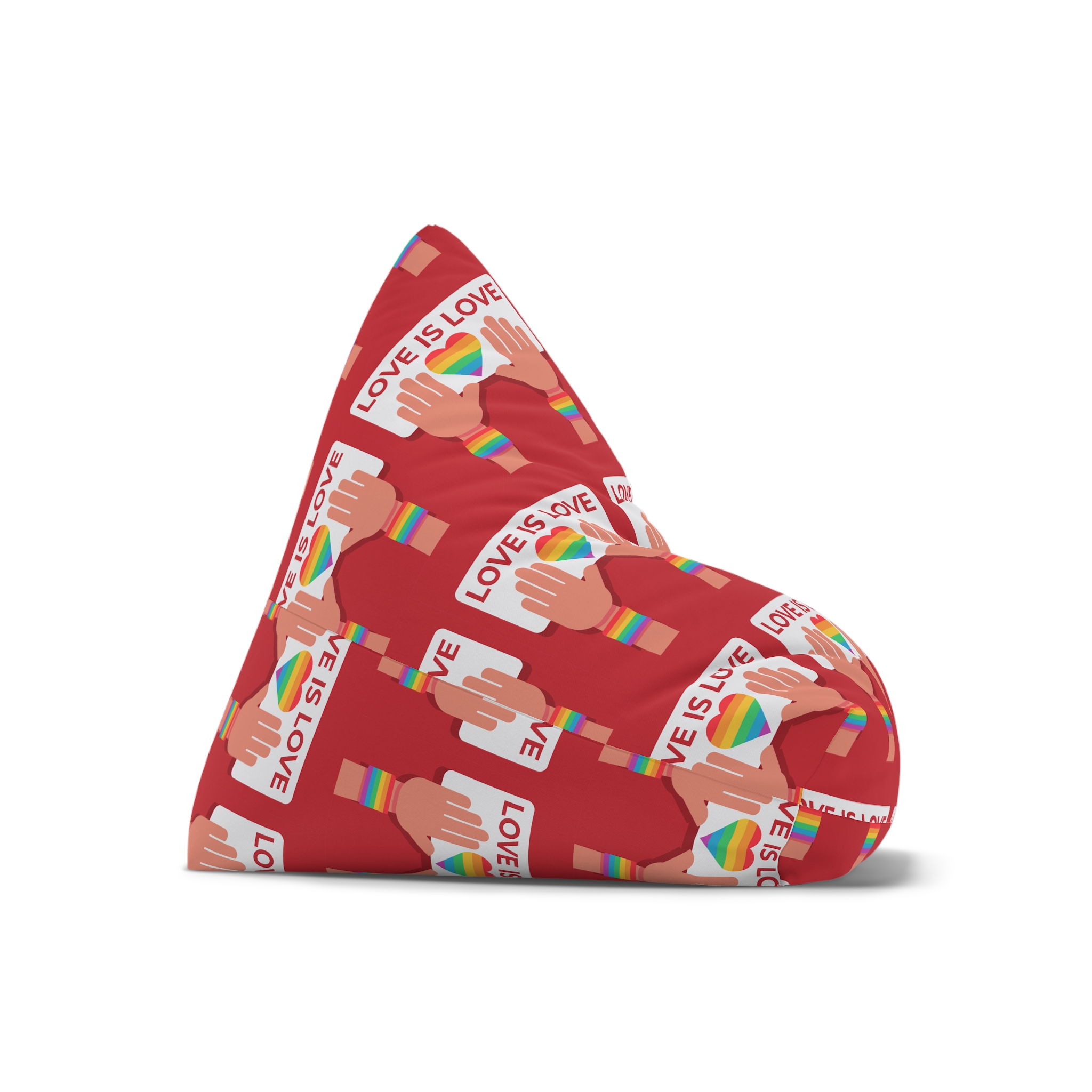Hands Holding Lgbt Posters People Crowd With Rainbow Flag Gender Signs Hearts Lgbtq Community Pride Bean Bag Chair Cover - Image 7