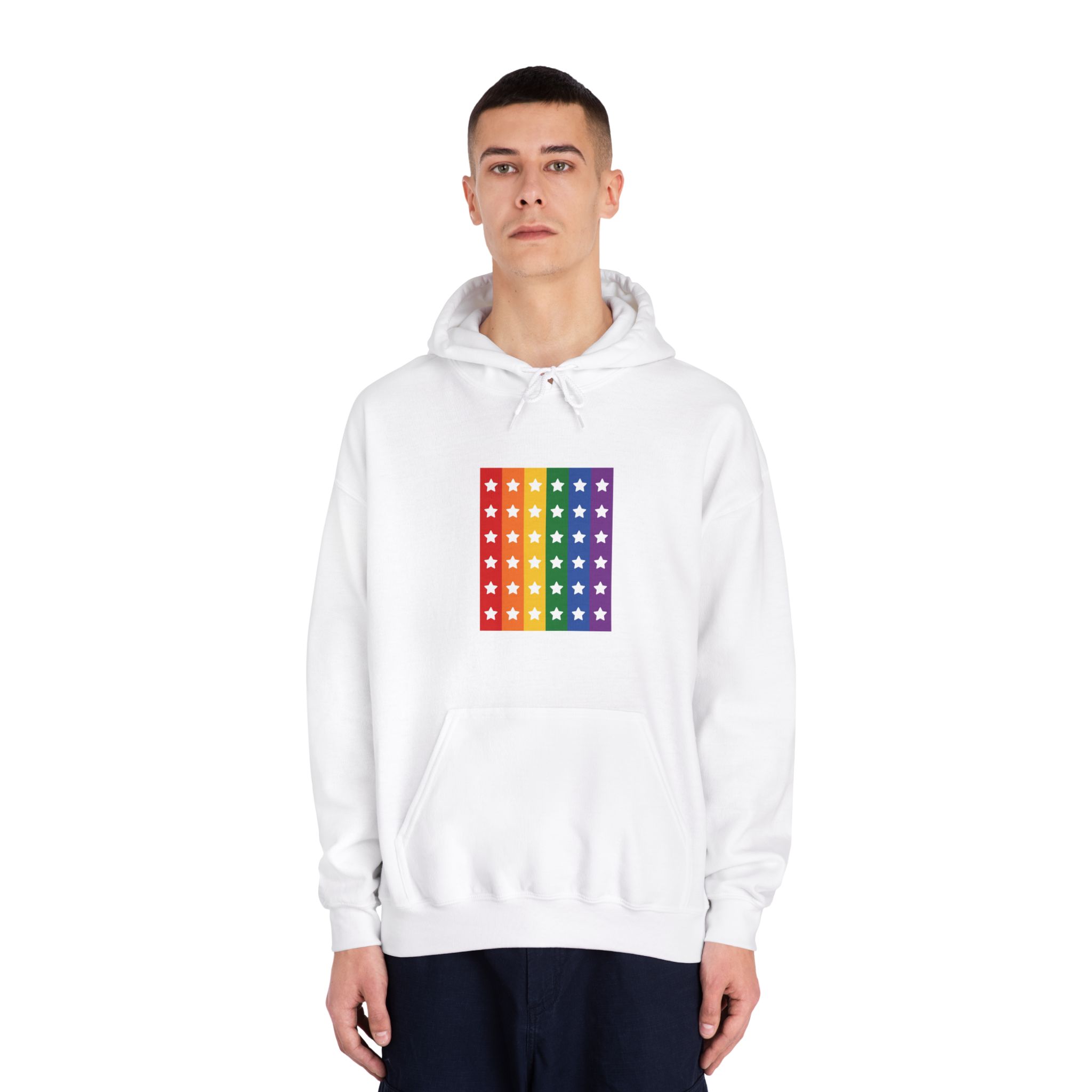 Lgbt Pride Month June Lesbian Gay Bisexual Transgender Lgbtq Flag Rainbow Vector(3) (1) Unisex Dryblend Hooded Sweatshirt - Image 3