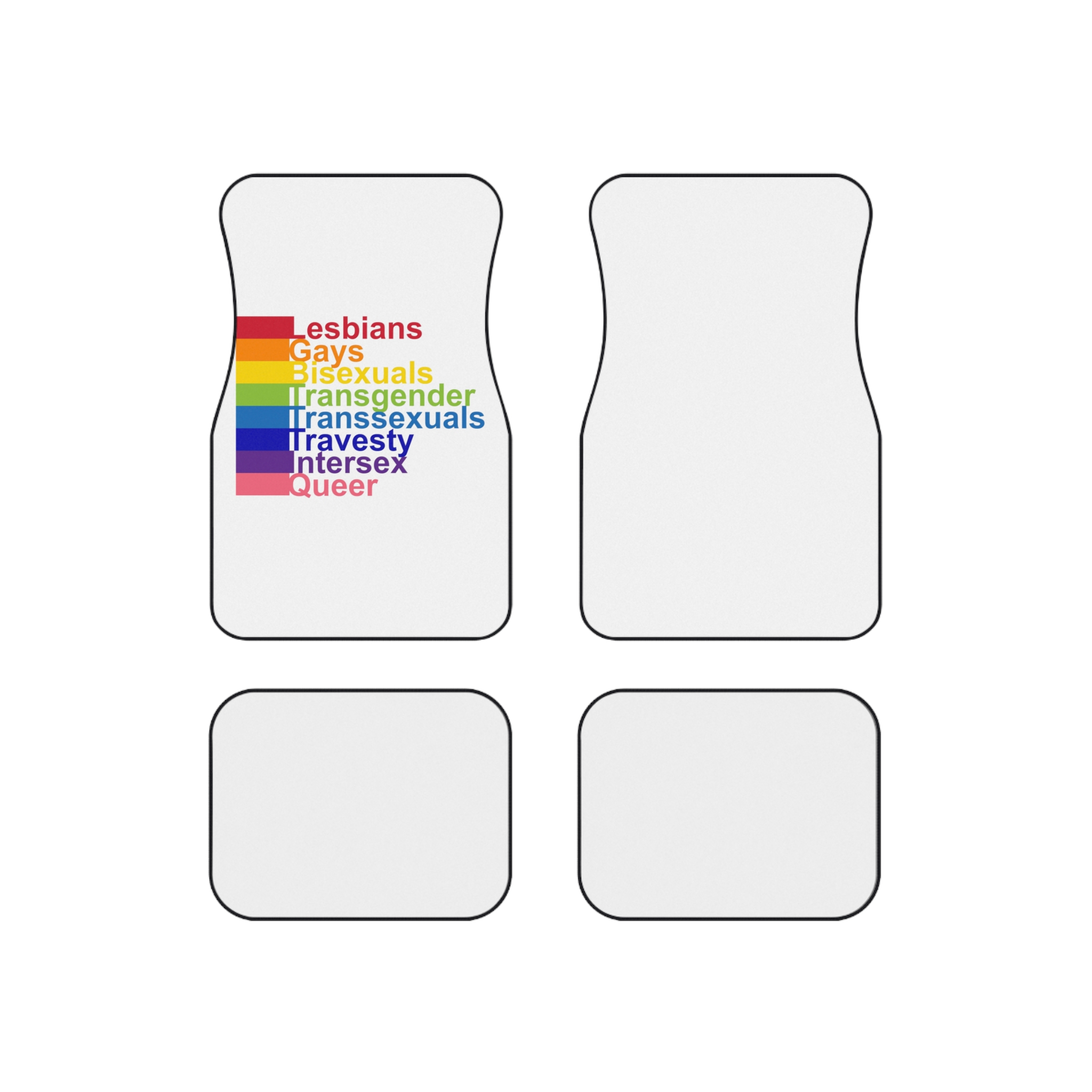 Lgbt Concept Motivating Phrase Colors Rainbow Decoding Abbreviations Lgbt Lesbian Gay Bisexual Transgender Transsexual Travesty Intersex Queer Car Mats Set Of 4