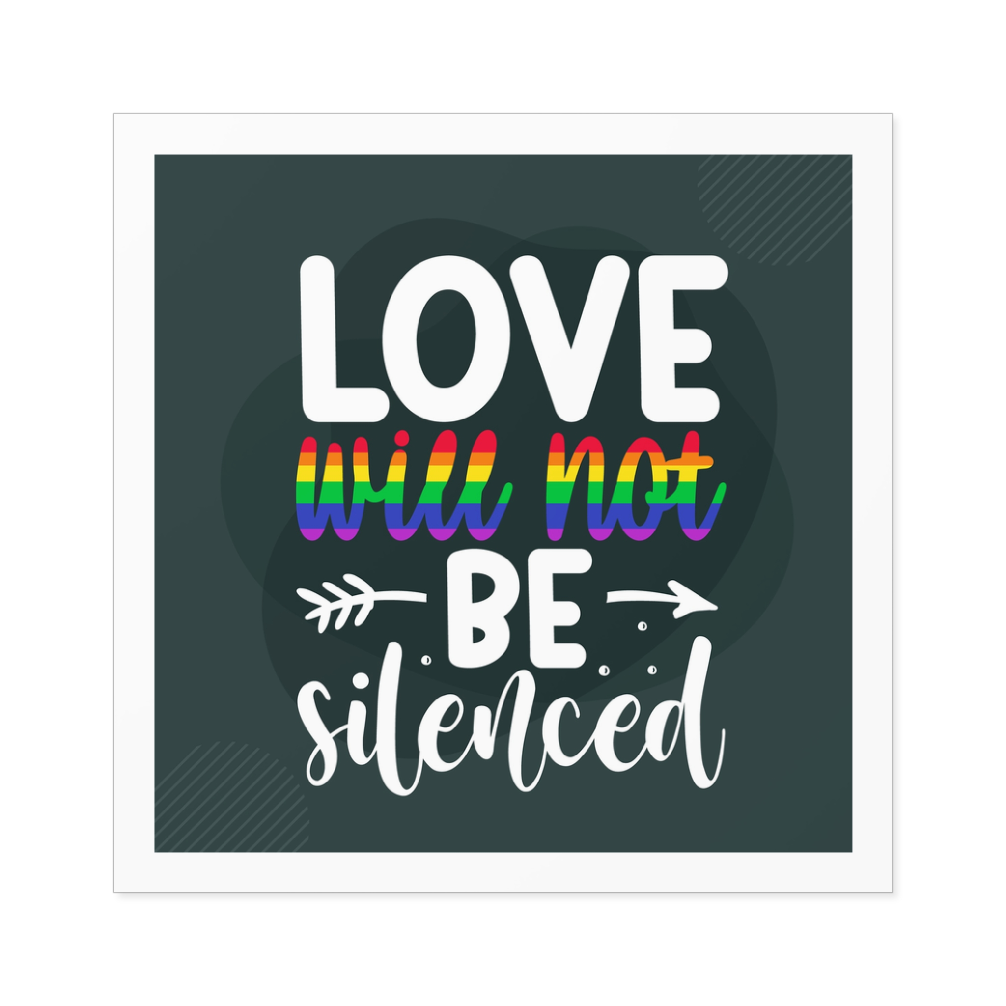 Love Will Be Silenced Premium Gay Pride Lettering Vector Design Laminate Stickers Square - Image 29