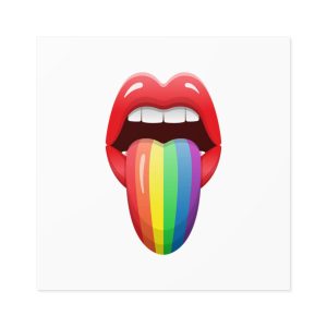 Lgbt Lips With Rainbow Color Tongue Laminate Stickers Square