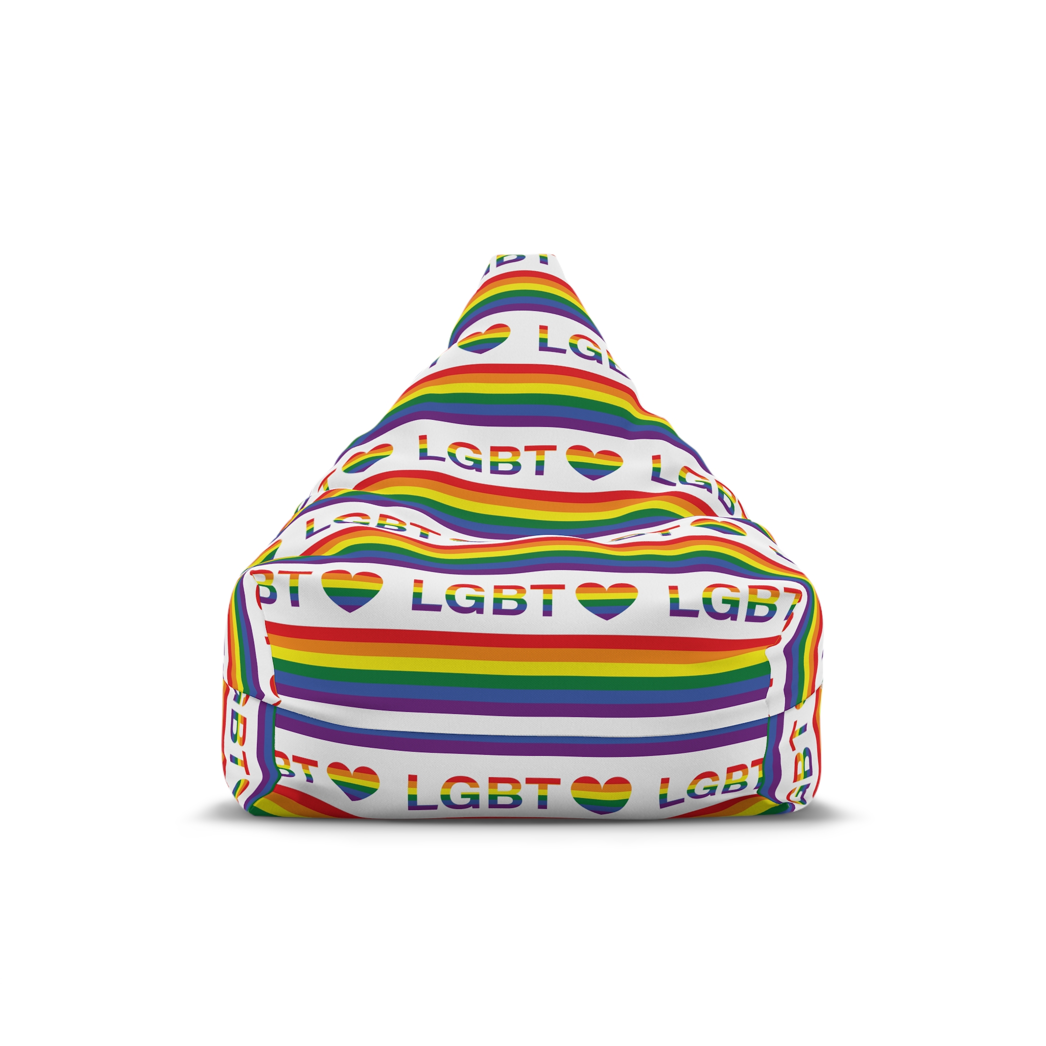 Lgbt Word Text Letter With Heart Rainbow Color Flag Isolated White Background Vector Illustration Bean Bag Chair Cover