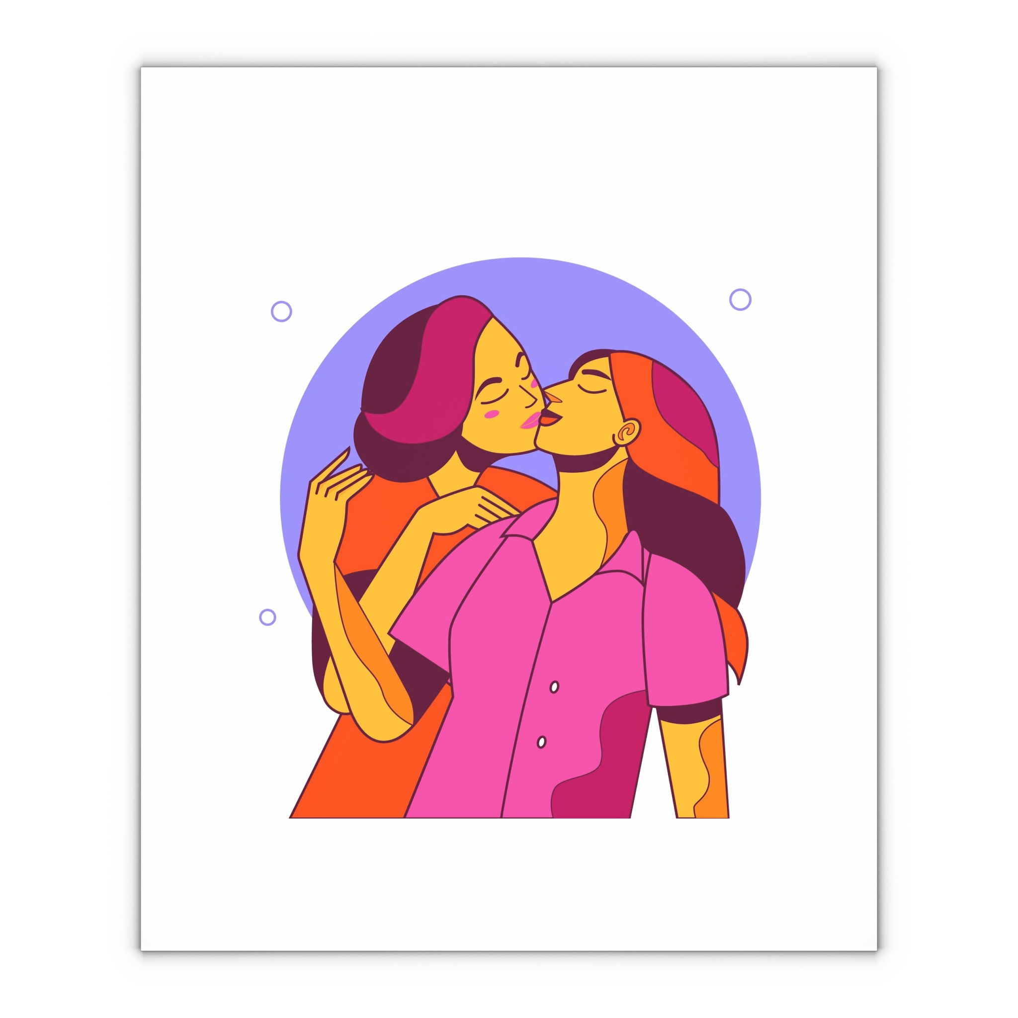 Cartoon Lesbian Kiss Illustration Gift Wrapping Paper Sheets 1pc - Image 4