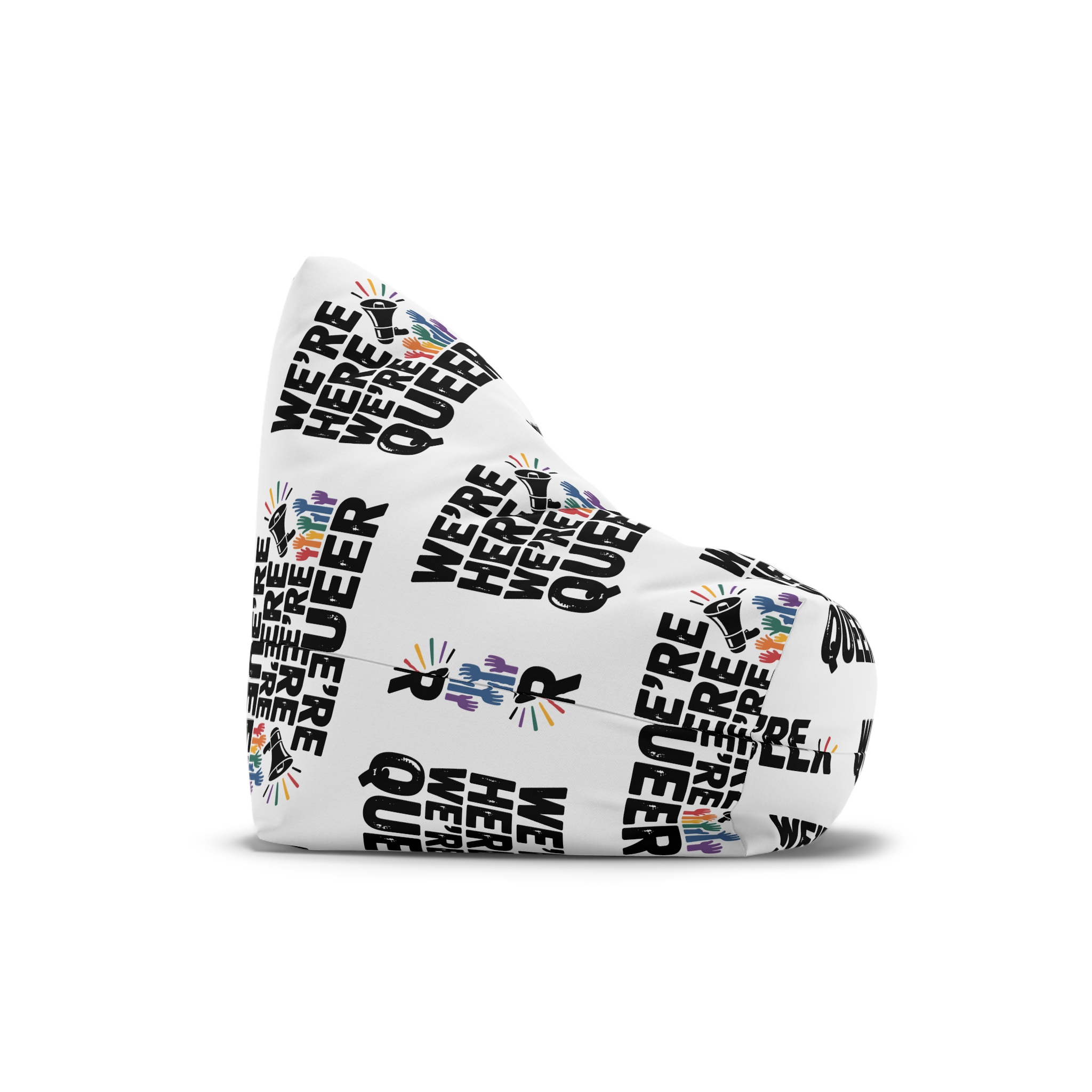 Were Here Were Queer T Shirt Design Isolated White Background Bean Bag Chair Cover - Image 3