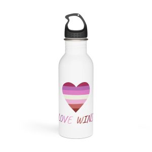 Colorful Heart Shape Lesbian Pride Flag Happy Pride Day Lgbtqia Community Pride Month Vector Hand Drawn Doodle Posters Stickers Logo Cards(2) Stainless Steel Water Bottle