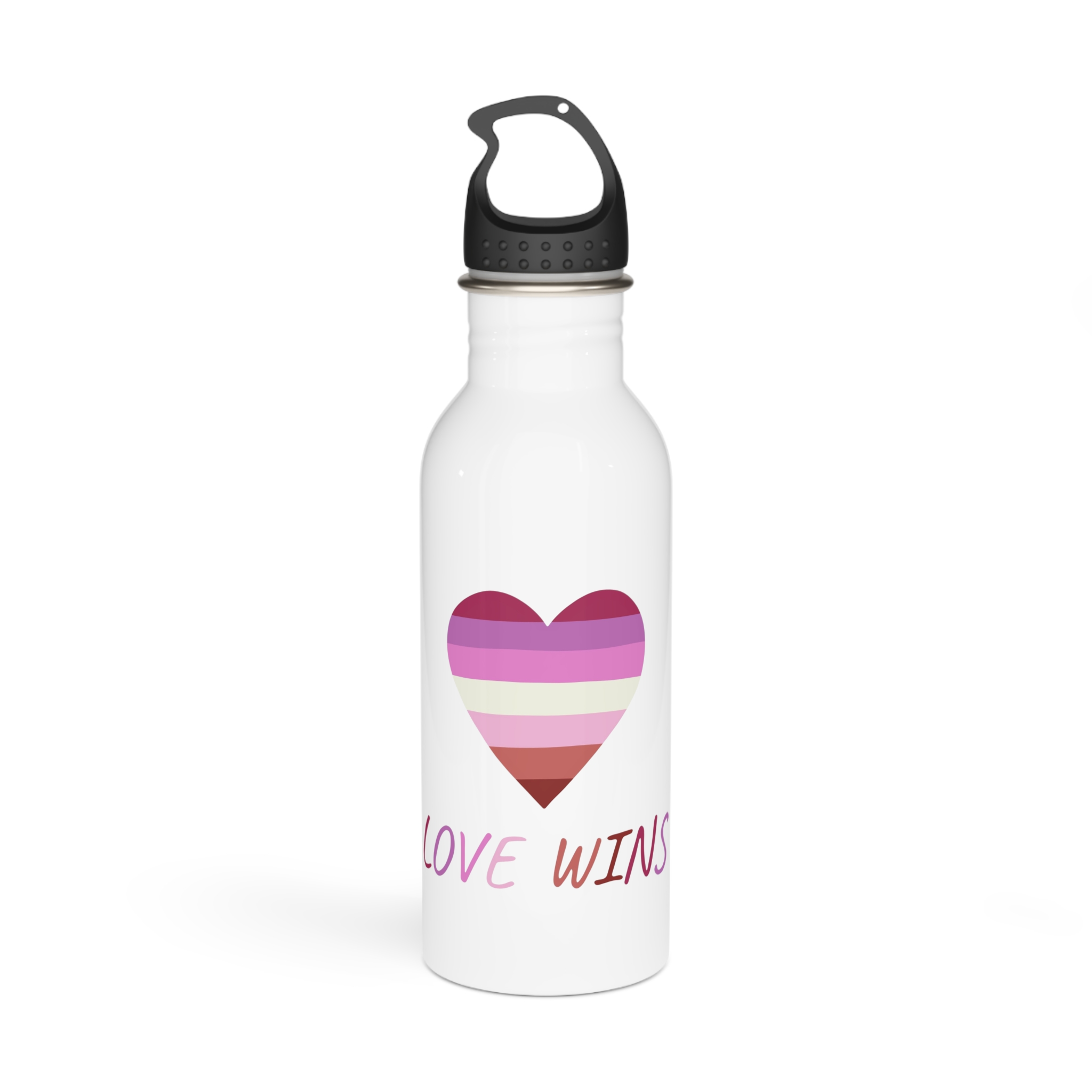 Colorful Heart Shape Lesbian Pride Flag Happy Pride Day Lgbtqia Community Pride Month Vector Hand Drawn Doodle Posters Stickers Logo Cards(2) Stainless Steel Water Bottle