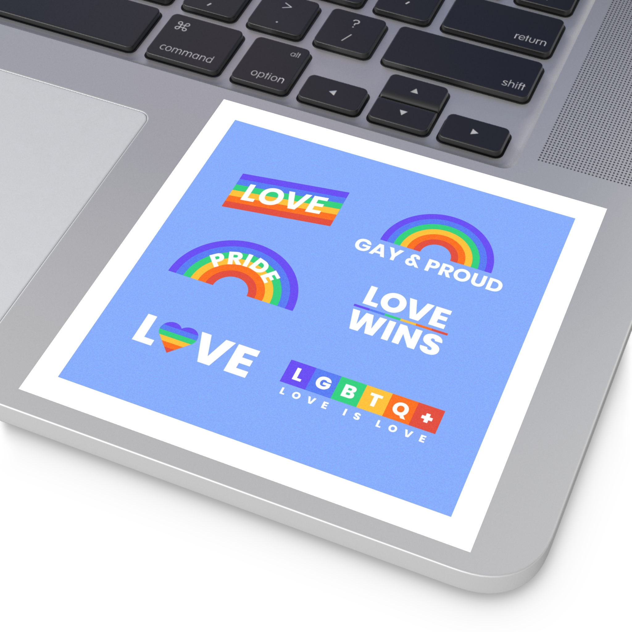 Pride Day Concept Rainbow Labels Laminate Stickers Square - Image 35