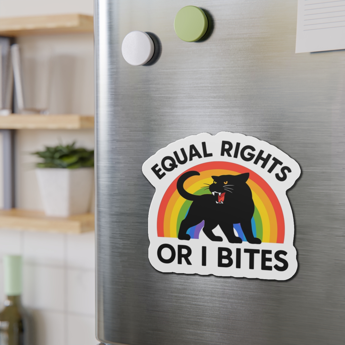 Comfort Colors Equal Rights I Bites Rainbow Cat Die Cut Magnets - Image 15