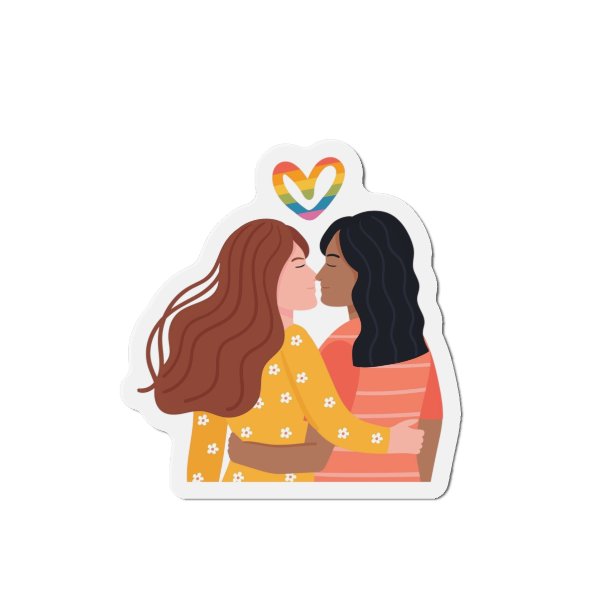 Hand Drawn Affectionate Lesbian Kiss (1) Die Cut Magnets - Image 10