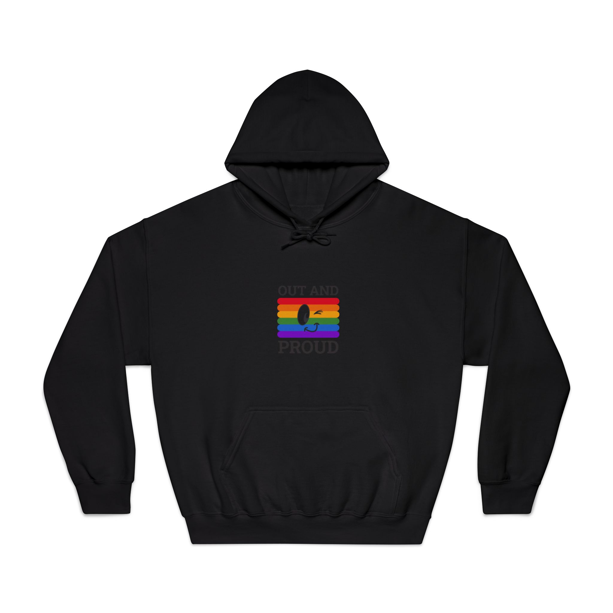 Out Proud Lgbtq Pride Month Quote Book Lover Rainbow Flag Hand Drawn Art White Background Unisex Dryblend Hooded Sweatshirt - Image 9