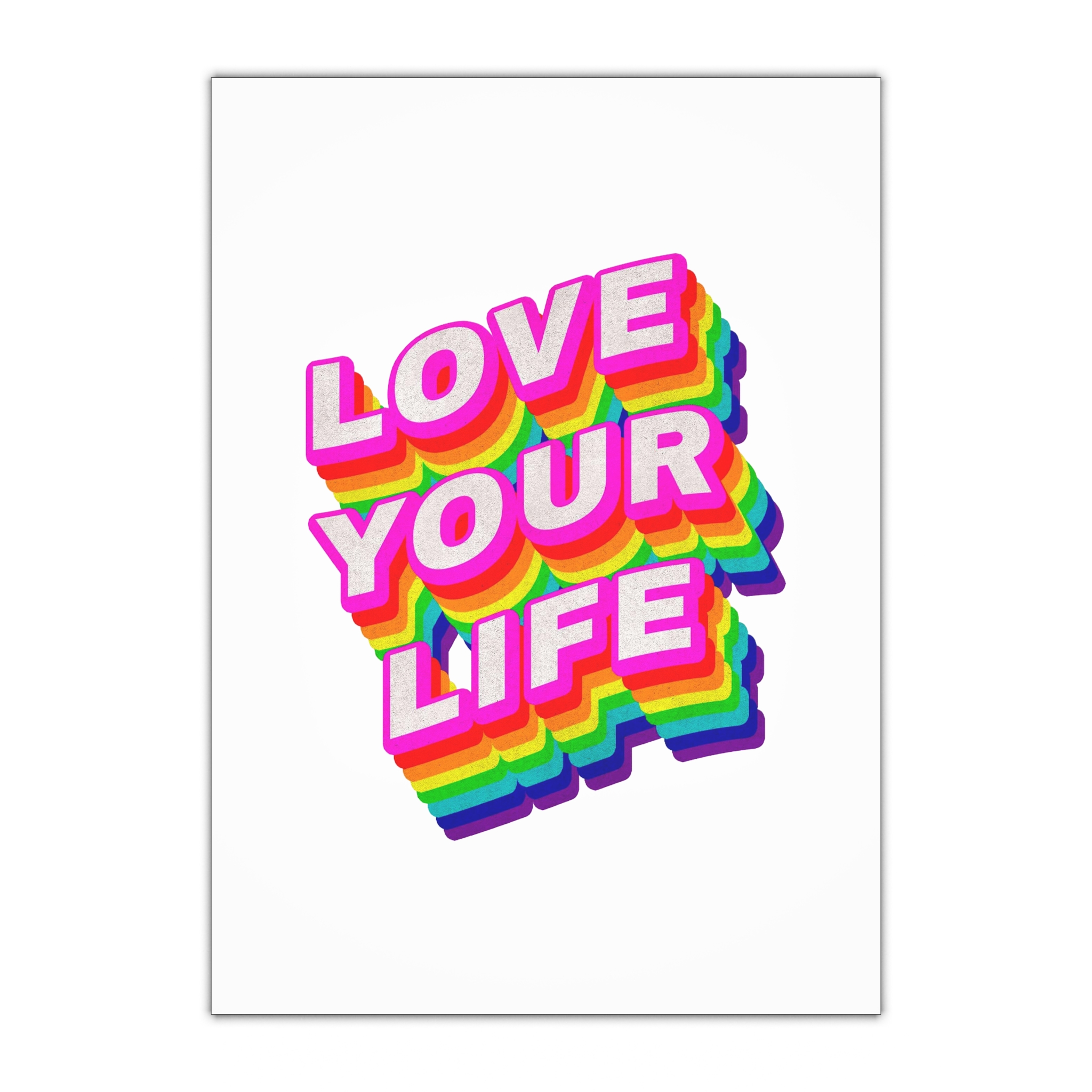 Rainbow Word Love Your Life Typography Design Element Gift Wrapping Paper Sheets 1pc