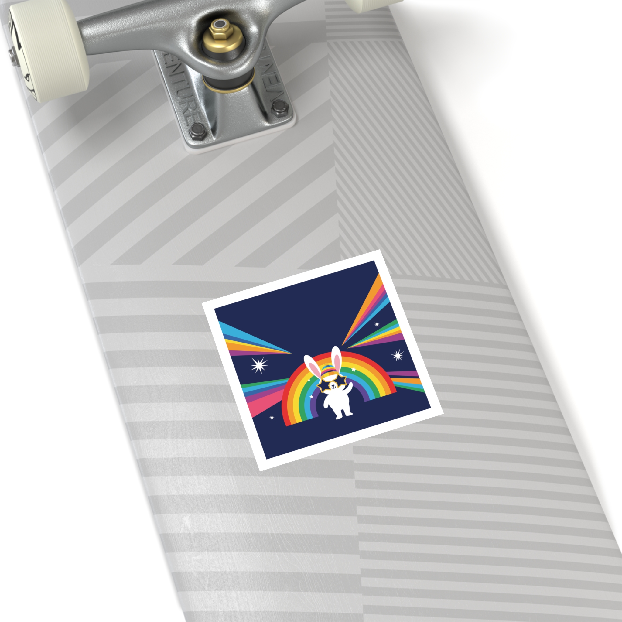Happy Bunny With Rainbow Stars Laminate Stickers Square - Image 28