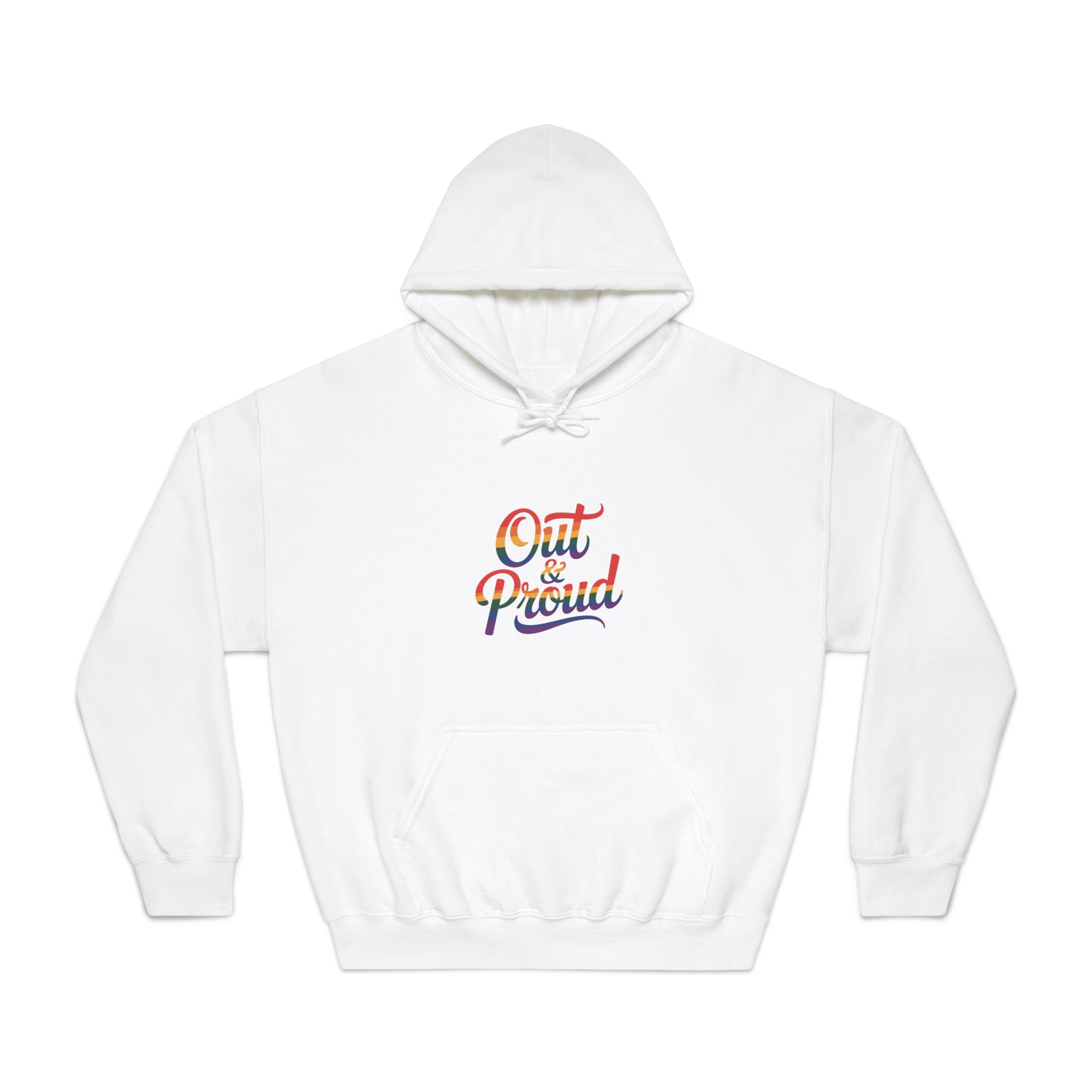 Out Proud T Shirt Design Isolated White Background Unisex Dryblend Hooded Sweatshirt