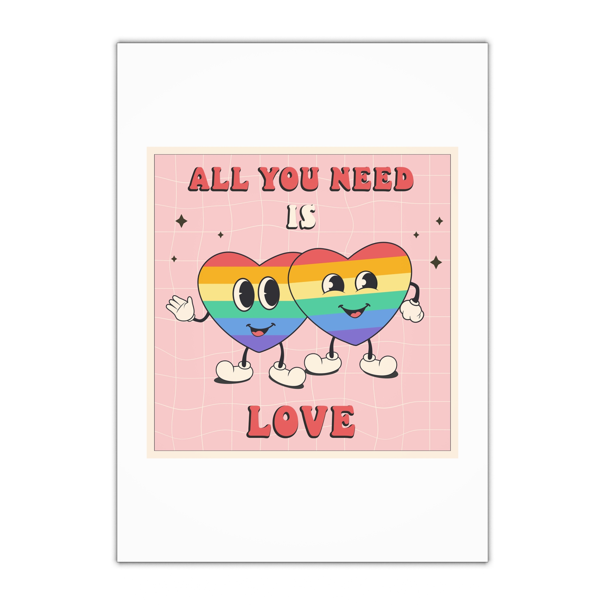 Lgbtq Pride Month Retro Groovy Poster Social Media Post Template With Rainbow Heart Gift Wrapping Paper Sheets 1pc