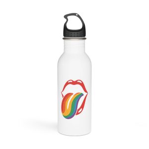 Rainbow Tongue Pop Art Lips Illustration Stainless Steel Water Bottle