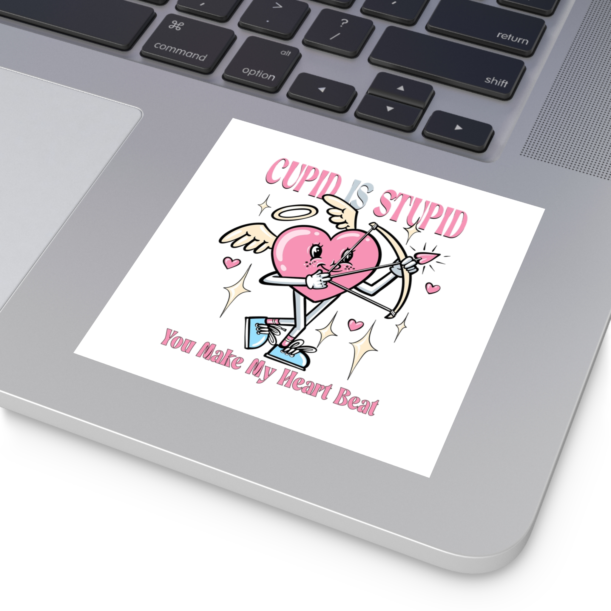 Love Cupid Holding Bow Tshirt Design Laminate Stickers Square - Image 27