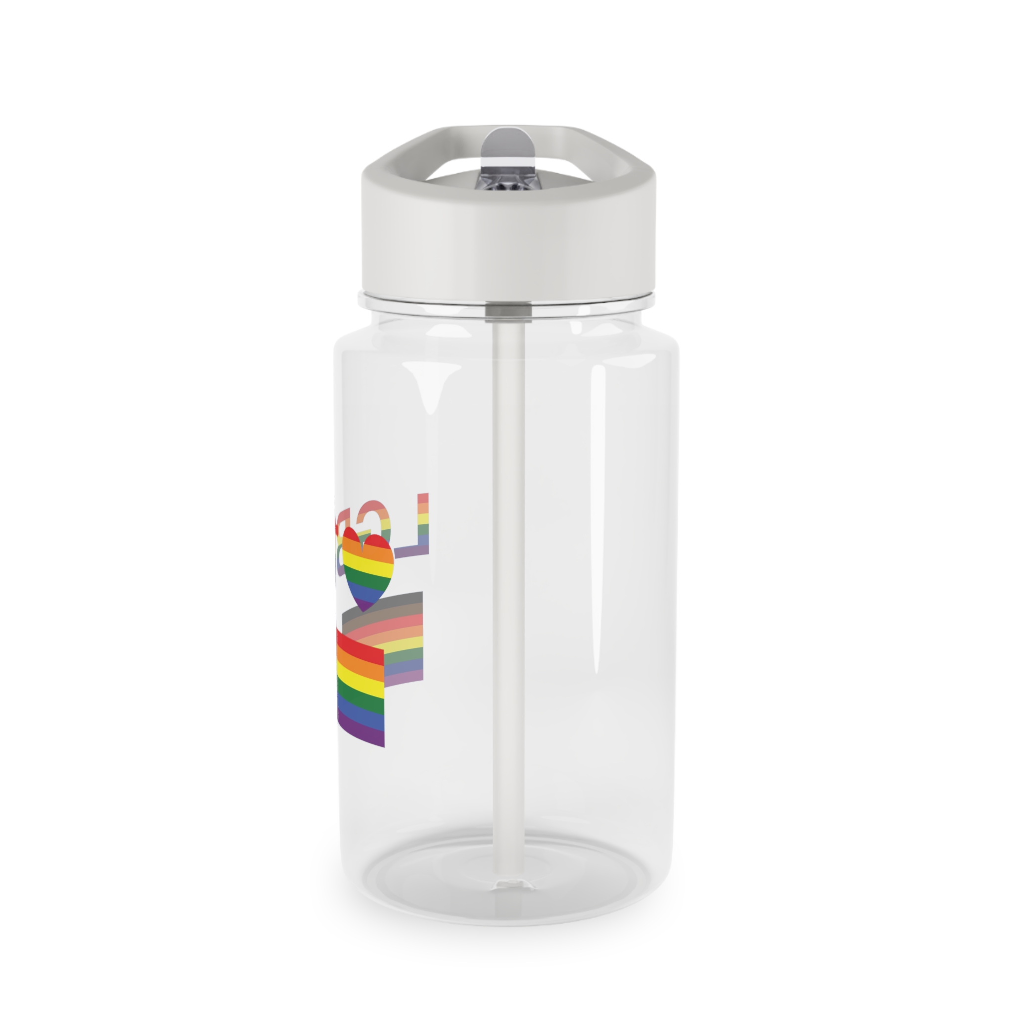 Lgbt Word Text Letter With Heart Rainbow Color Flag Isolated White Background Vector Illustrati Tritan Water Bottle - Image 3