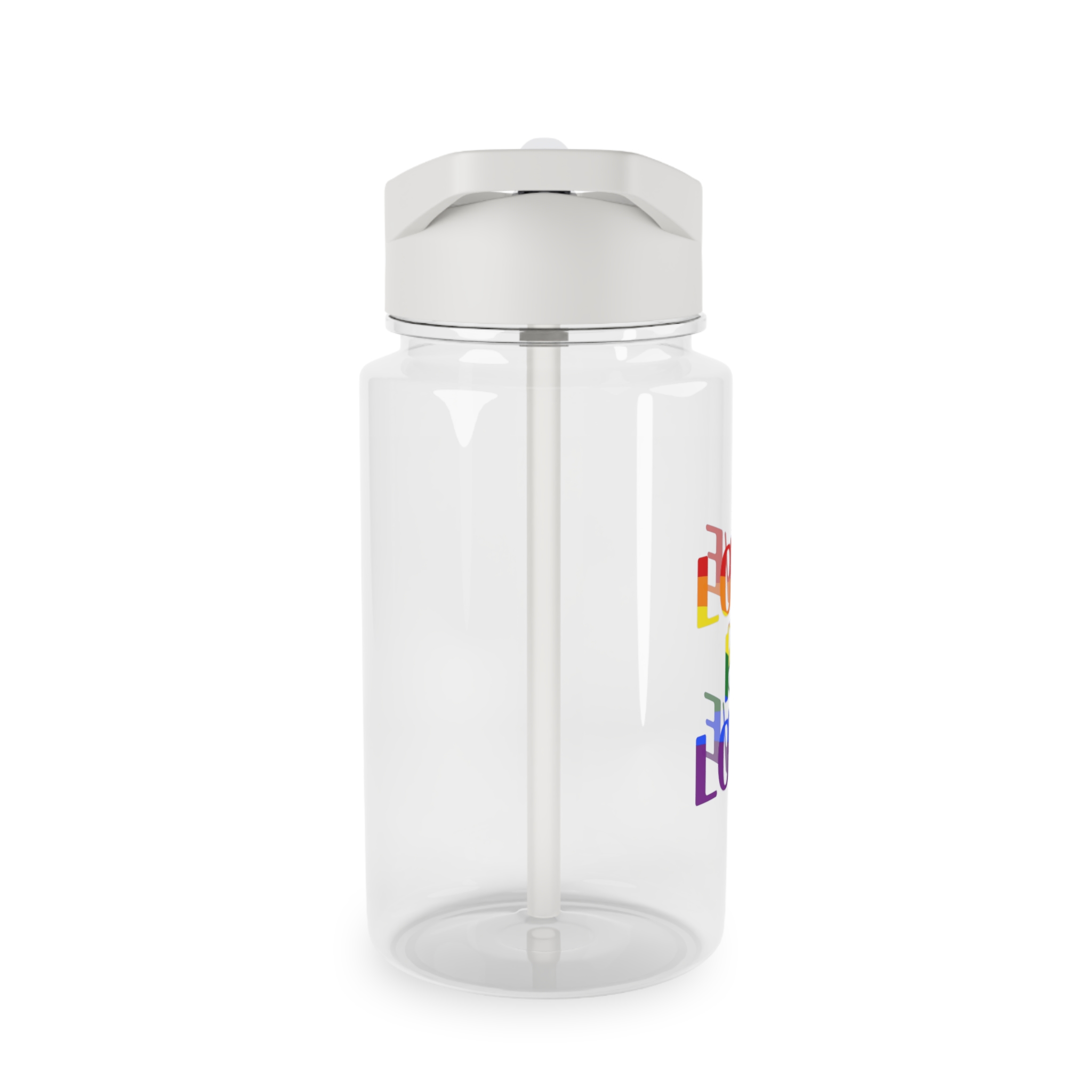 Love Is Love With Rainbow Colors Slogan Typography Banner Tritan Water Bottle - Image 4