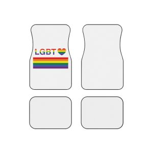 Lgbt Word Text Letter With Heart Rainbow Color Flag Isolated White Background Vector Illustration Car Mats Set Of 4
